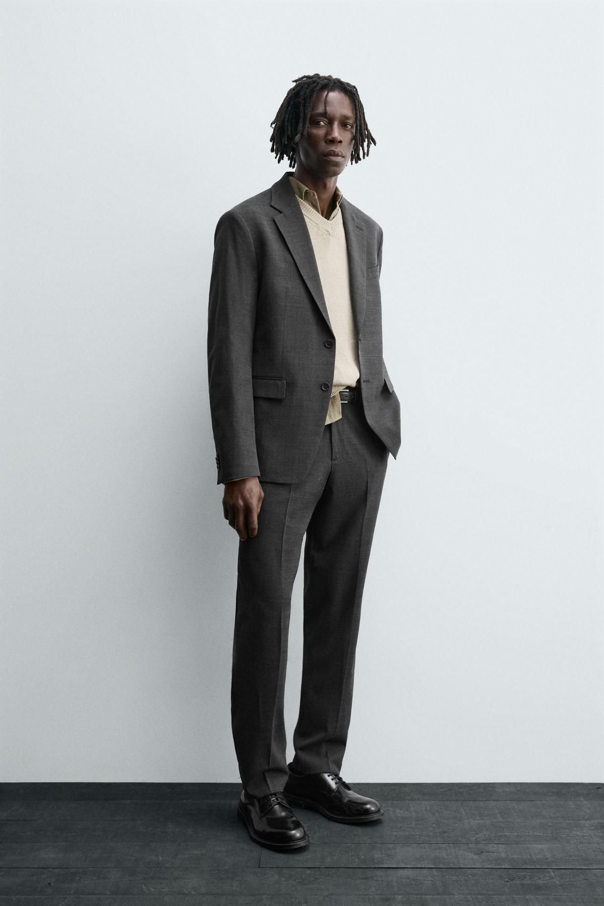 자라 테크니컬 텍스처 레귤러핏 정장 팬츠 5747/418 ANTHRACITE GREY - 상세 이미지 2
