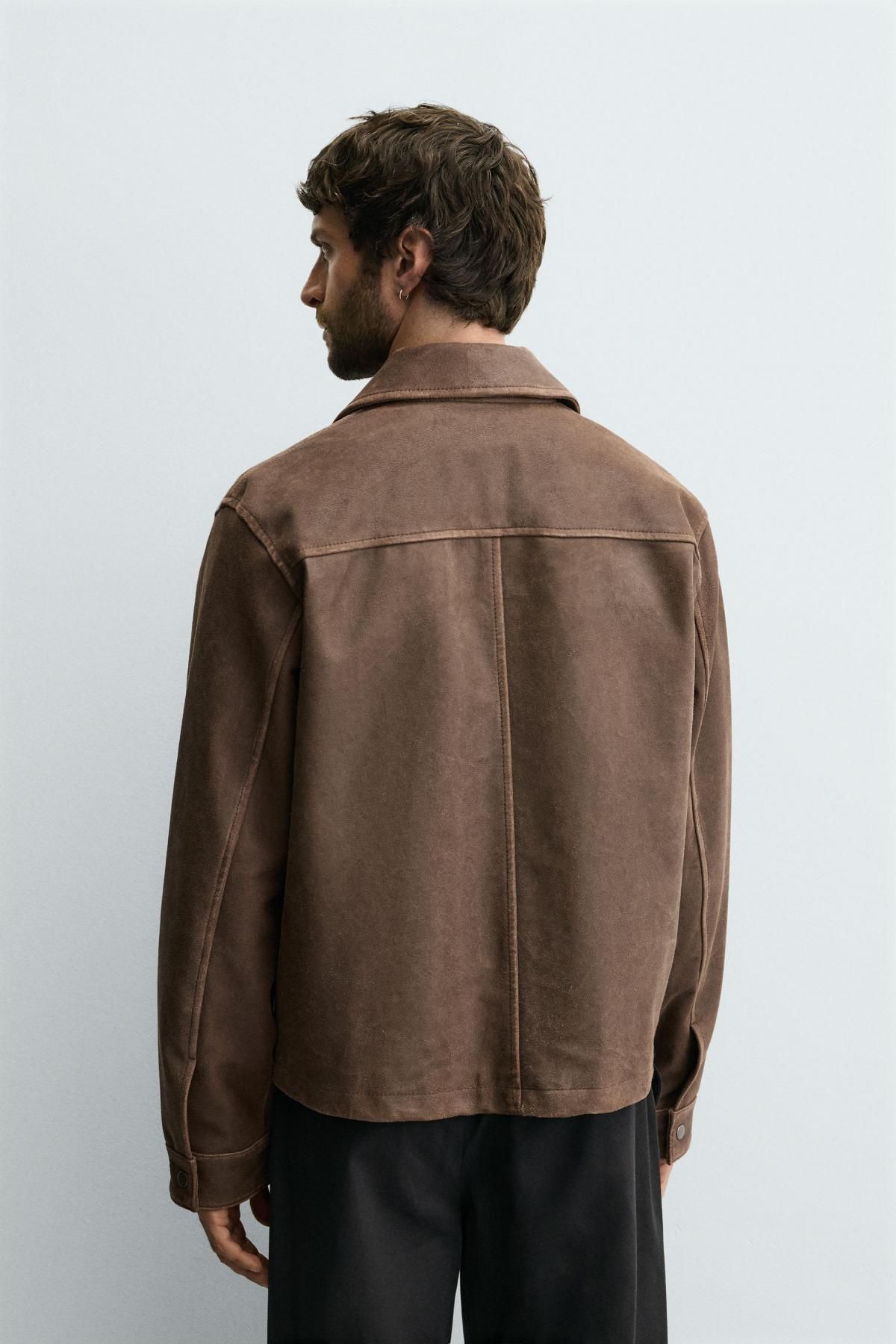 자라 크롭핏 레더 테크니컬 브라운 재킷 4415/300 BROWN - 상세 이미지 4