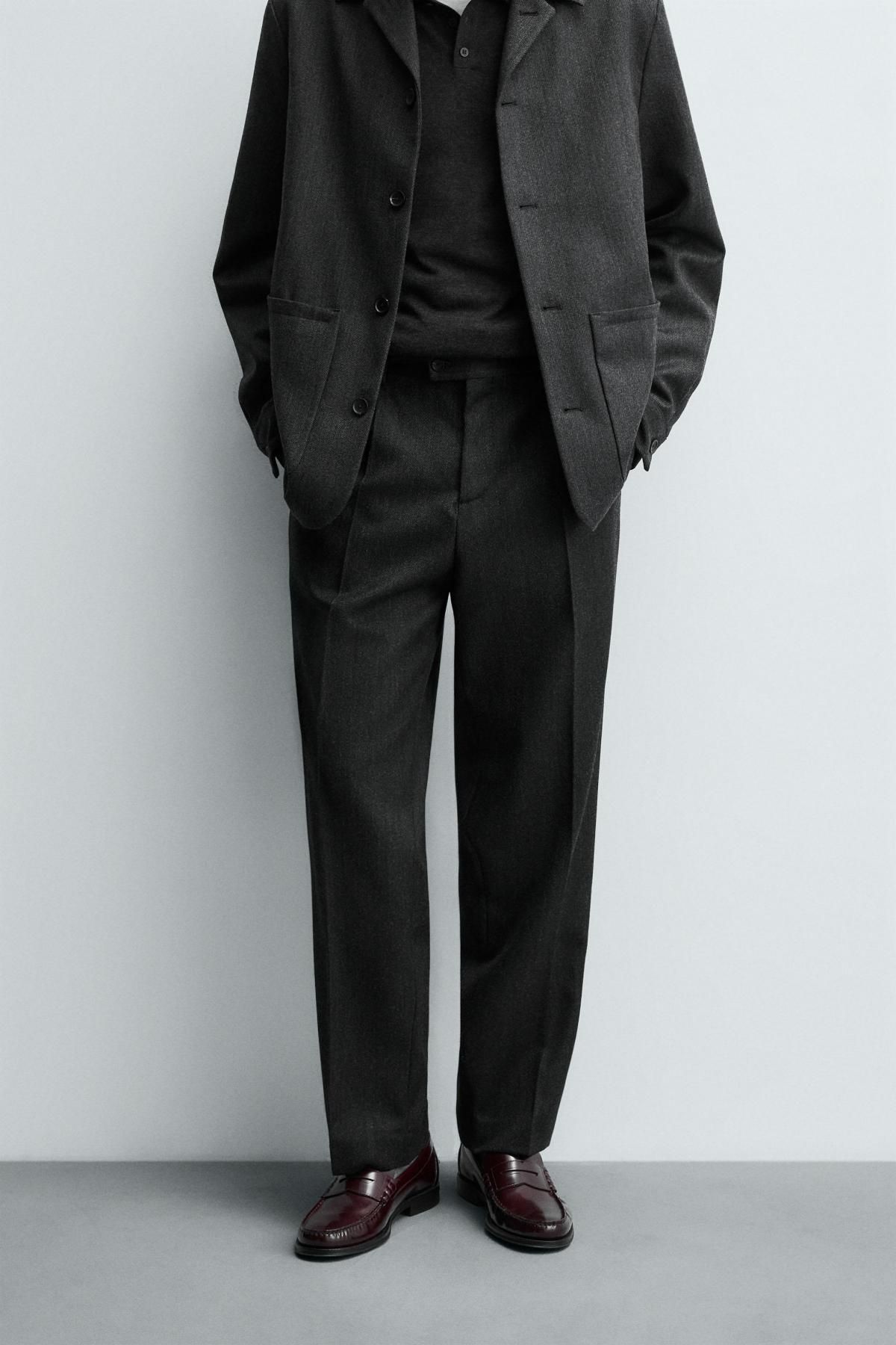 자라 프리미엄 울 테일러드 슬랙스 팬츠 6746/638 ANTHRACITE GREY - 상세 이미지 3