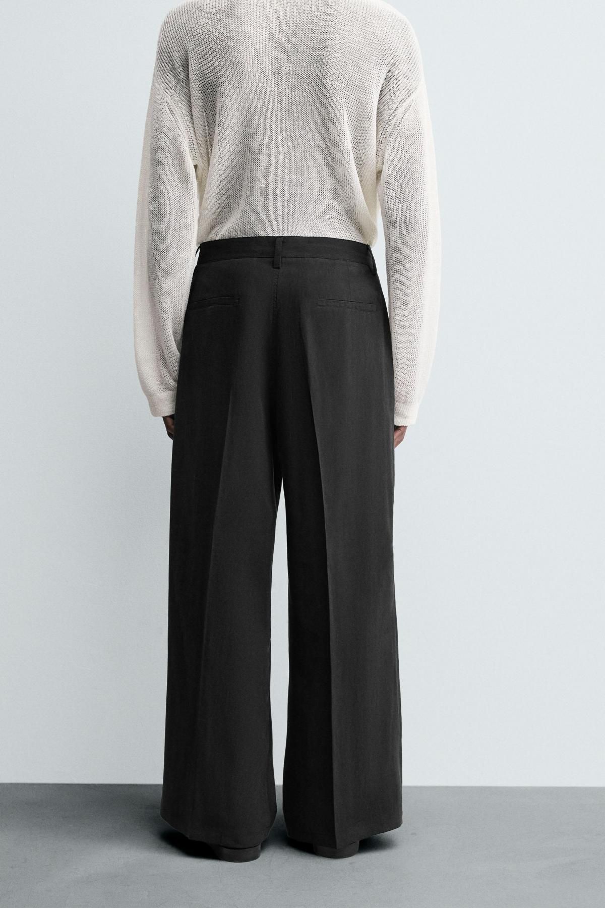 자라 와이드 플루이드 수트 팬츠 5644/063 BLACK - 상세 이미지 4