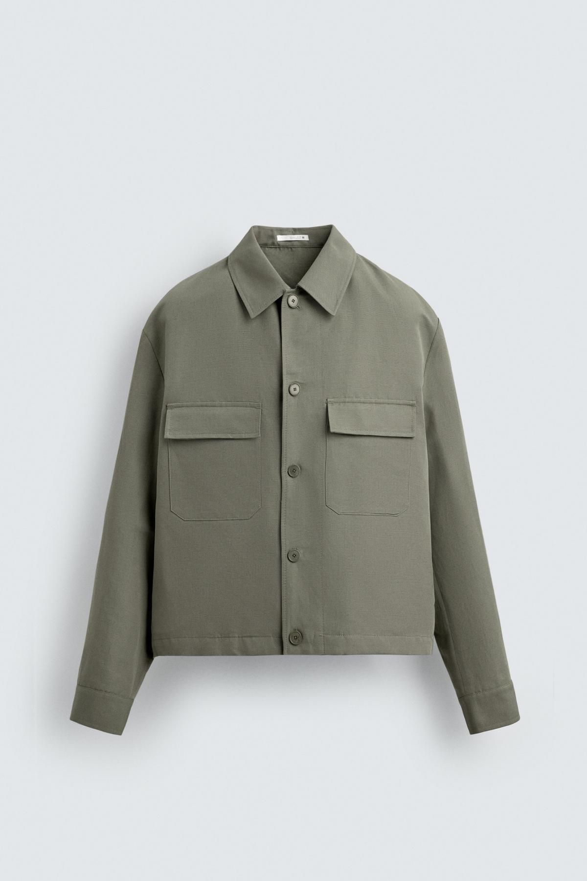 자라 포켓 카키 테크니컬 박시핏 오버셔츠 5899/444 LIGHT GREEN - 메인 이미지