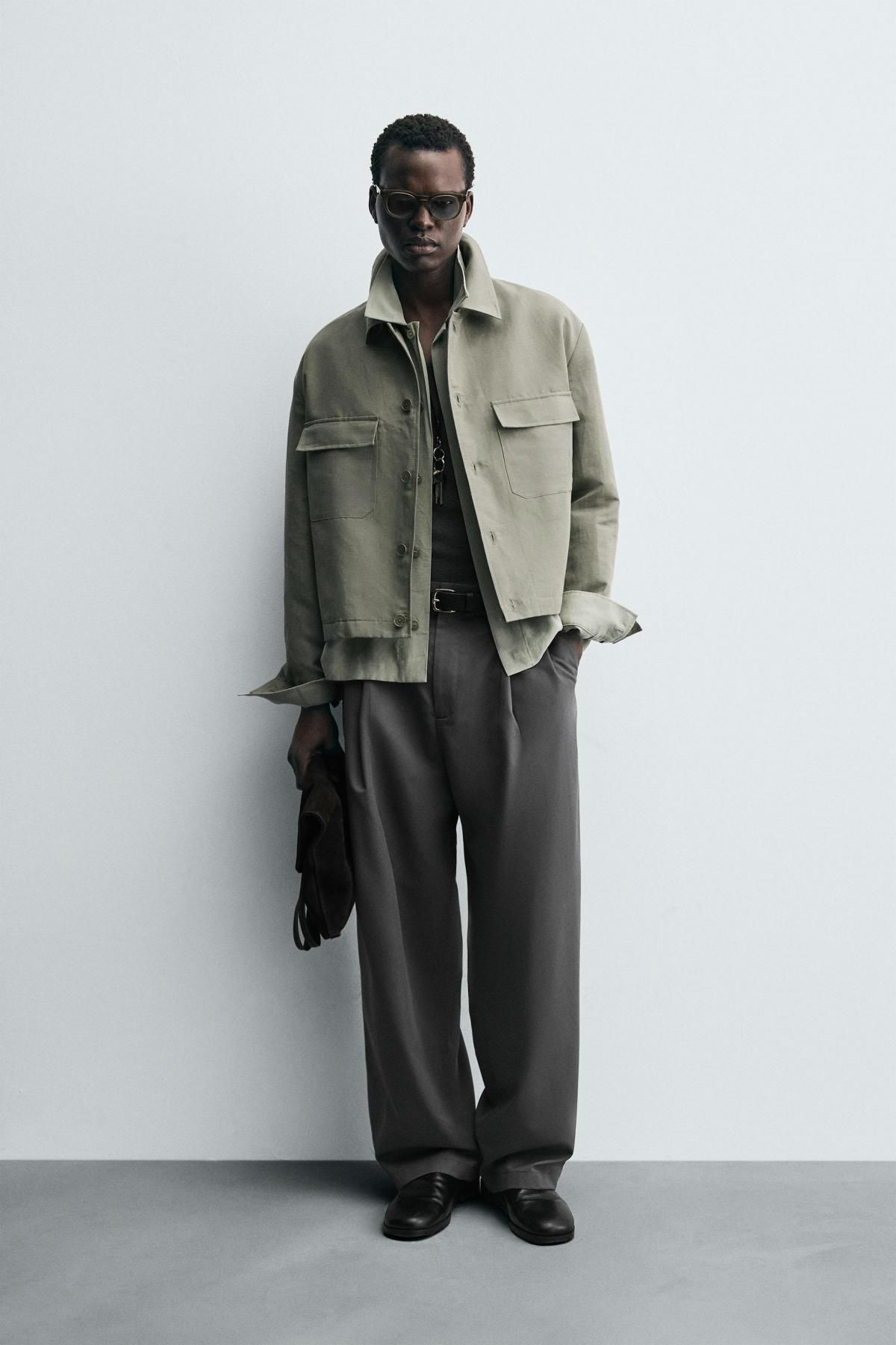 자라 포켓 카키 테크니컬 박시핏 오버셔츠 5899/444 LIGHT GREEN - 상세 이미지 2