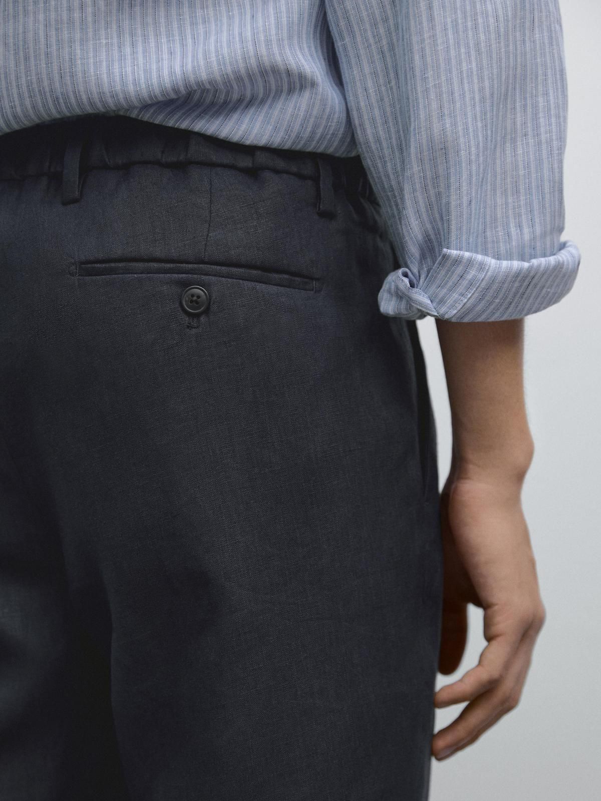 마시모두띠 리넨 레귤러핏 와이드 팬츠 0091/440 NAVY BLUE - 상세 이미지 5