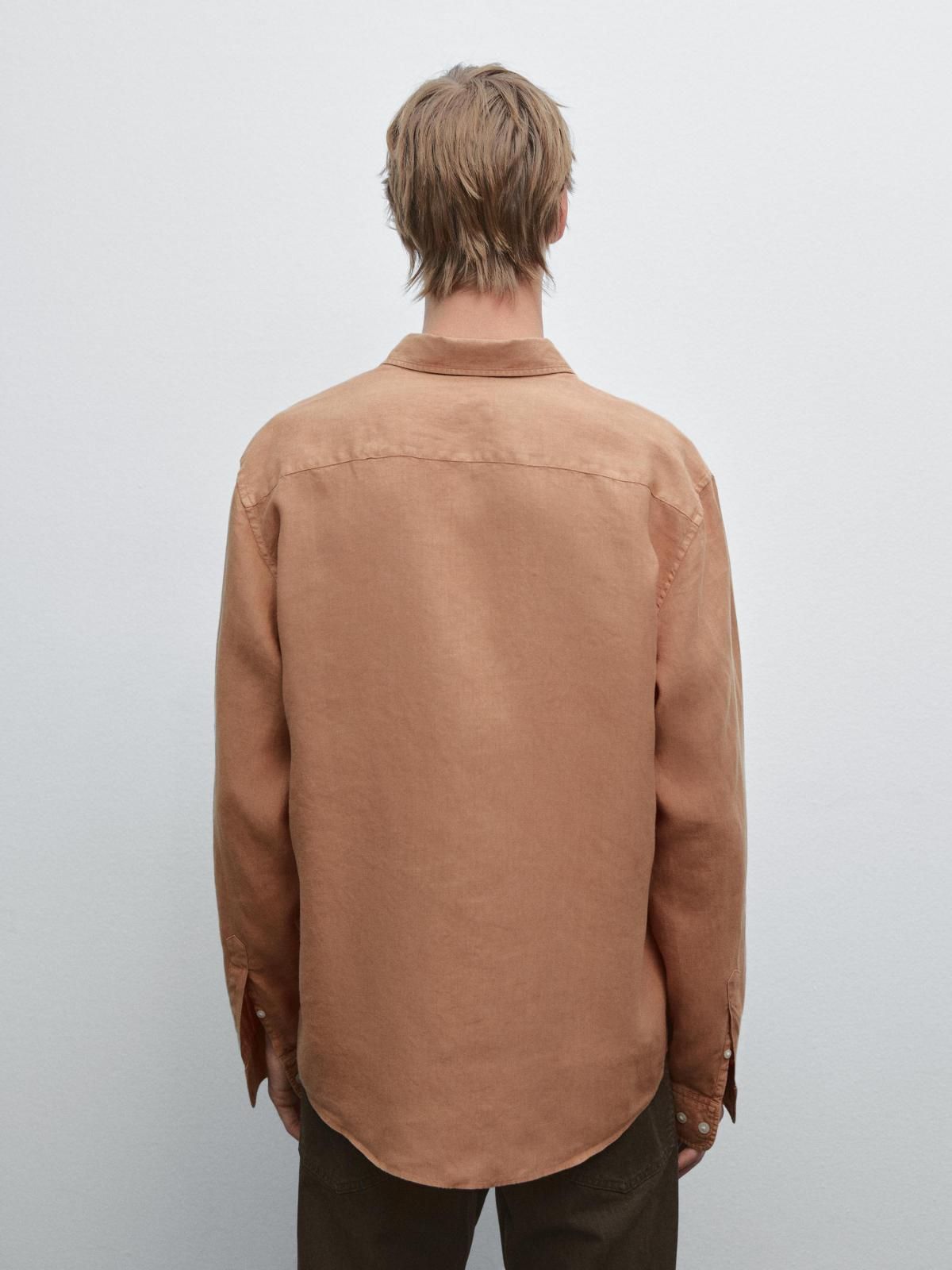 마시모두띠 레귤러핏 리넨 몰틴토 긴팔 셔츠 1757/298 DARK ORANGE - 상세 이미지 4