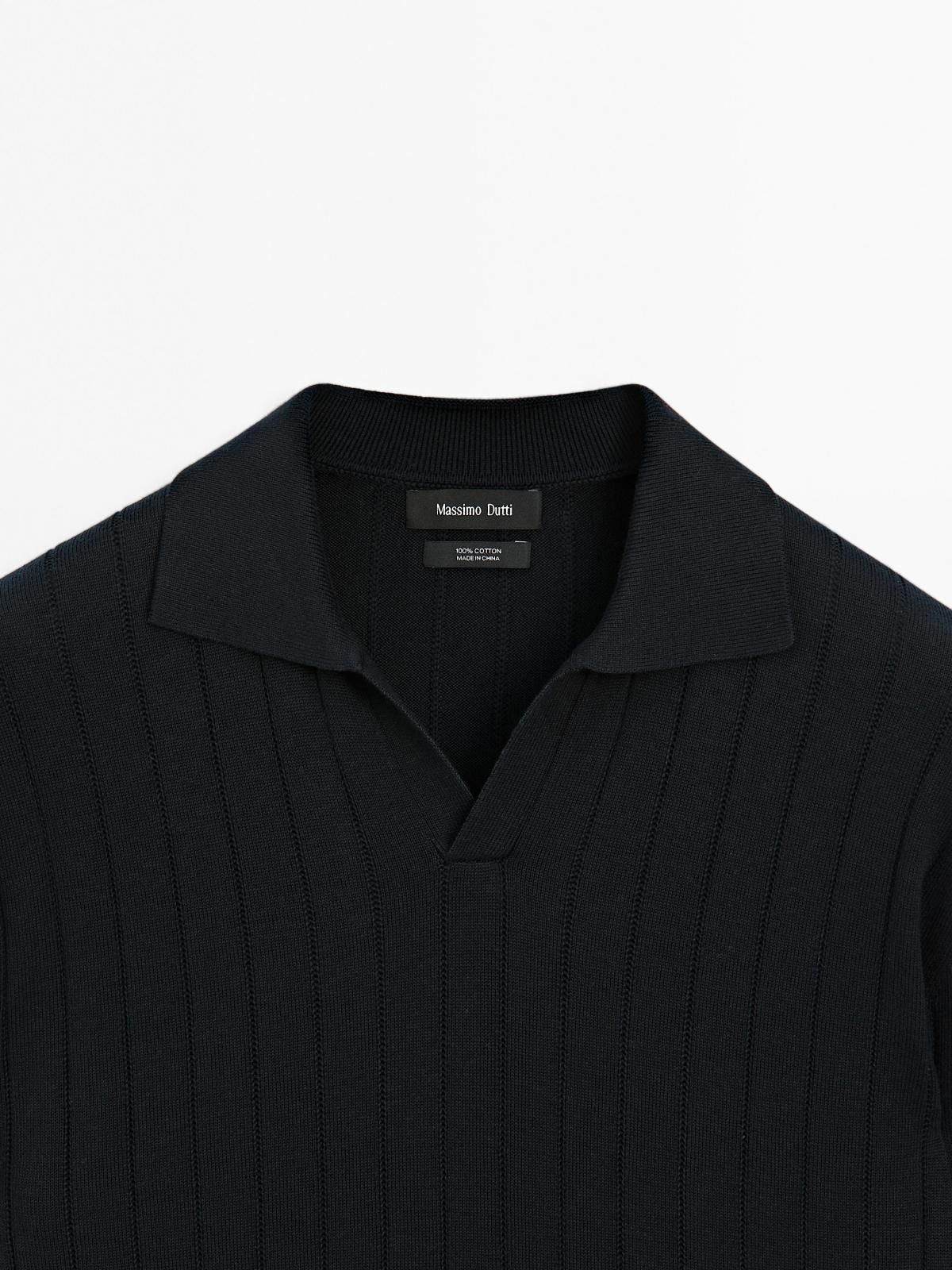 마시모두띠 테크니컬 코튼 긴팔 폴로 니트 스웨터 1001/213 NAVY BLUE - 상세 이미지 3
