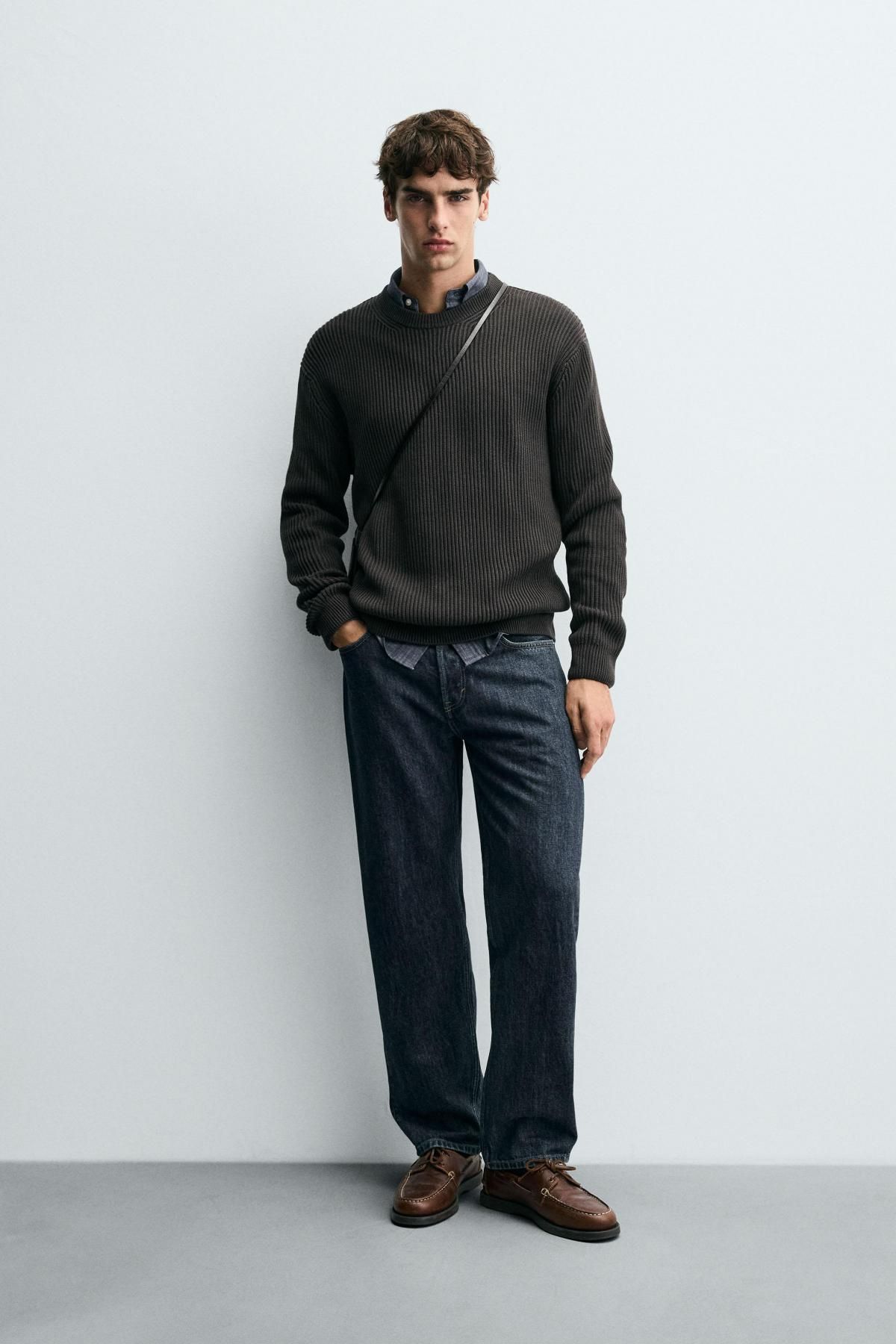 자라 리브드 텍스처 라운드 니트 스웨터 3284/305 GREYISH - 상세 이미지 2