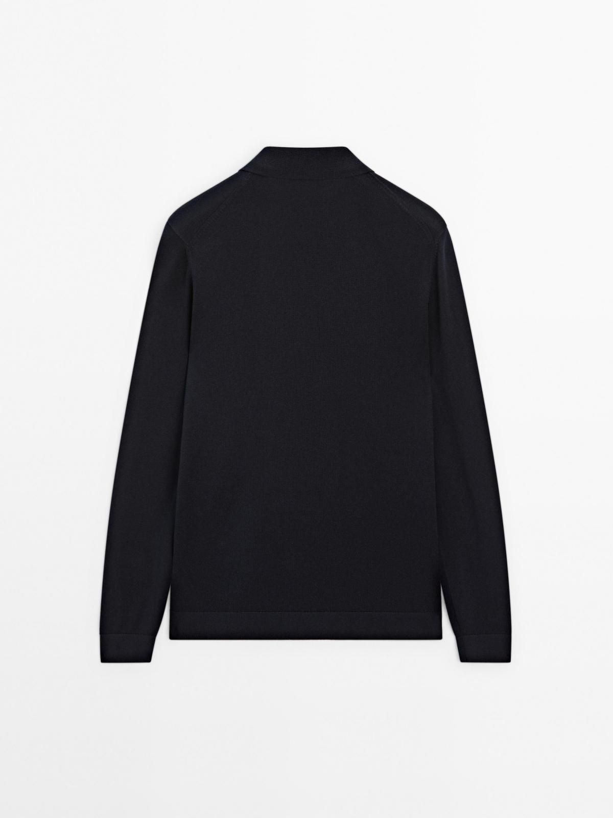 마시모두띠 코튼 블렌드 집업 폴로 니트 스웨터 0964/206 NAVY BLUE 이미지 6