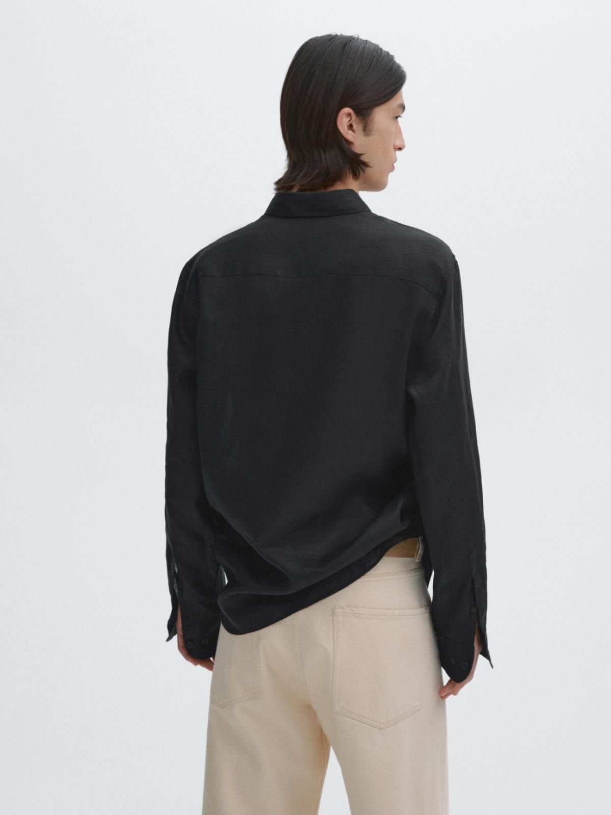 마시모두띠 100 리넨 셔츠 0100/777 BLACK - 상세 이미지 4