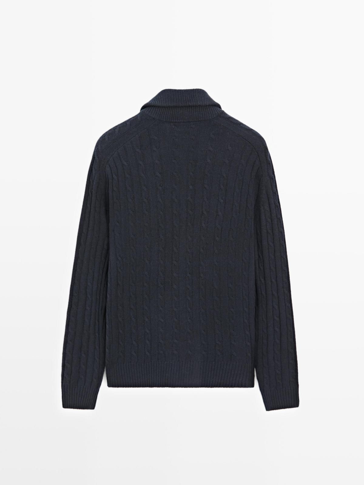 마시모두띠 프리미엄 울 케이블 니트 집업 가디건 1087/222 NAVY BLUE 이미지 7