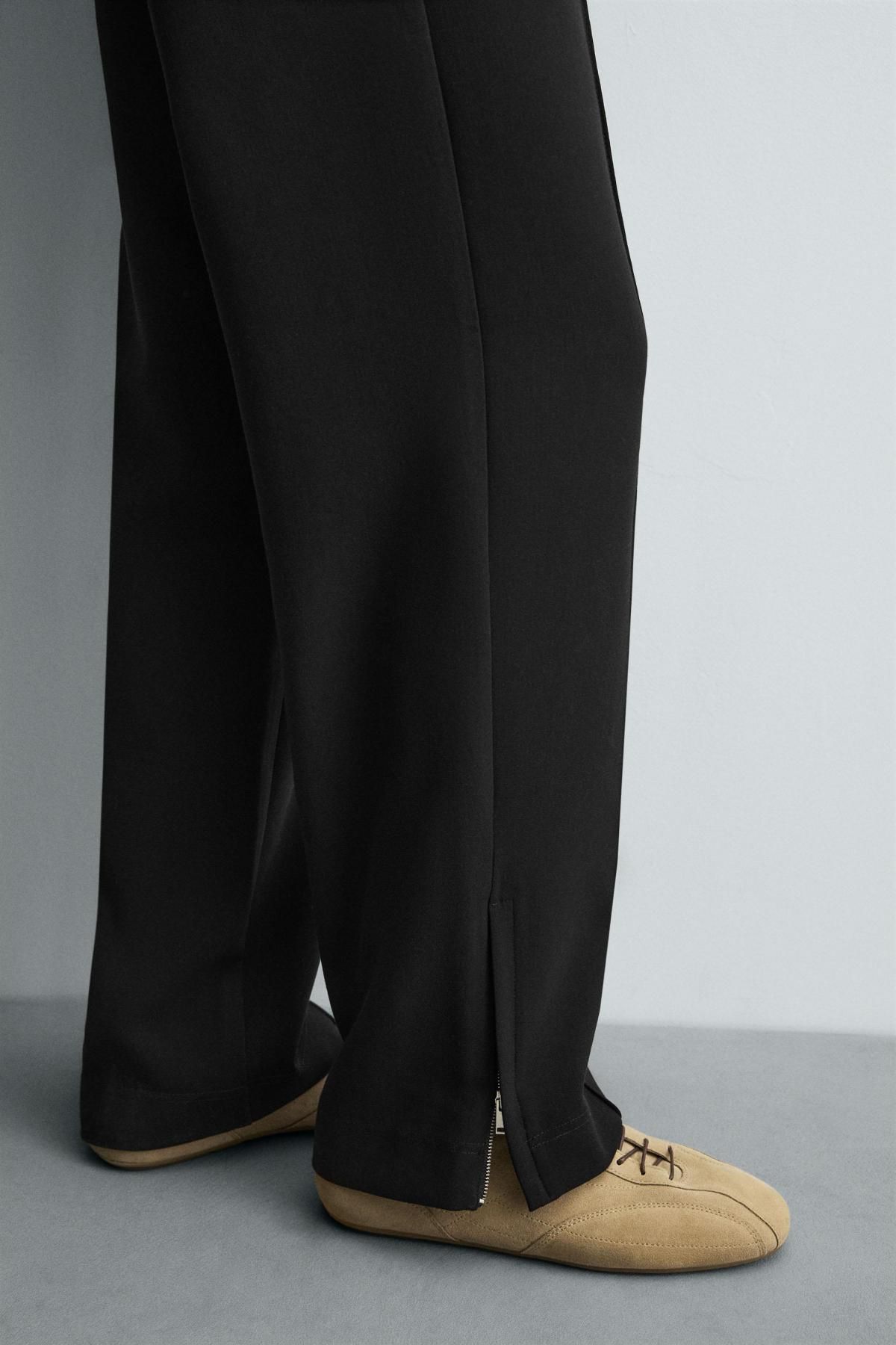 자라 테크니컬 와이드 밴딩 슬랙스 팬츠 4391/700 BLACK - 상세 이미지 5