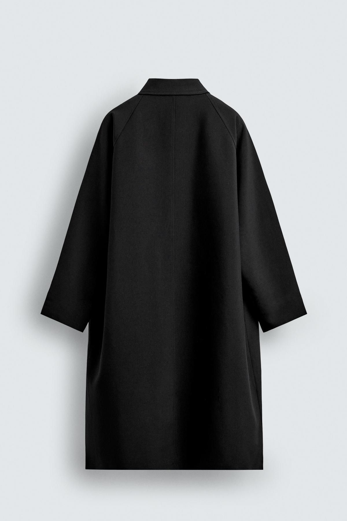 자라 오버사이즈 울 블렌드 트렌치코트 8281/551 BLACK 이미지 8