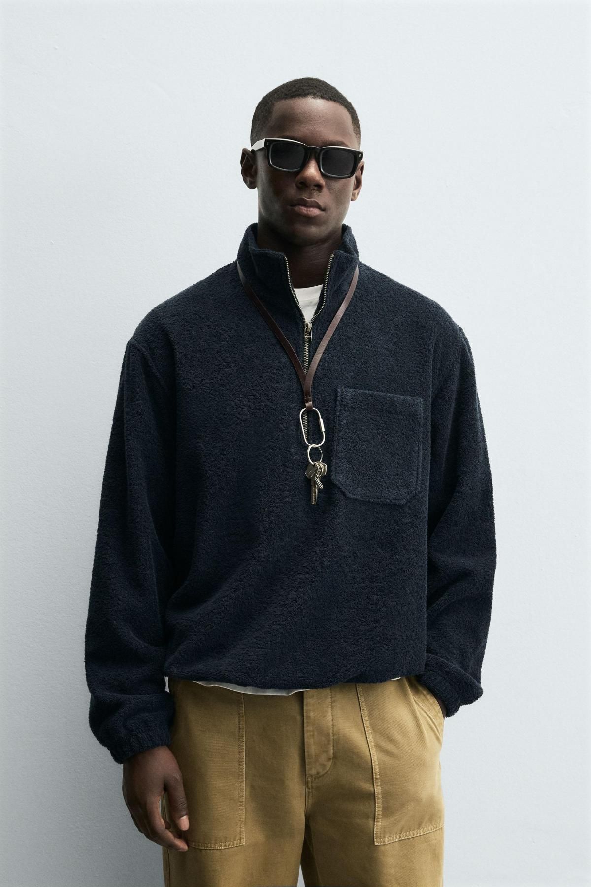 자라 테크니컬 텍스처 집업 재킷 6861/440 NAVY BLUE - 상세 이미지 3