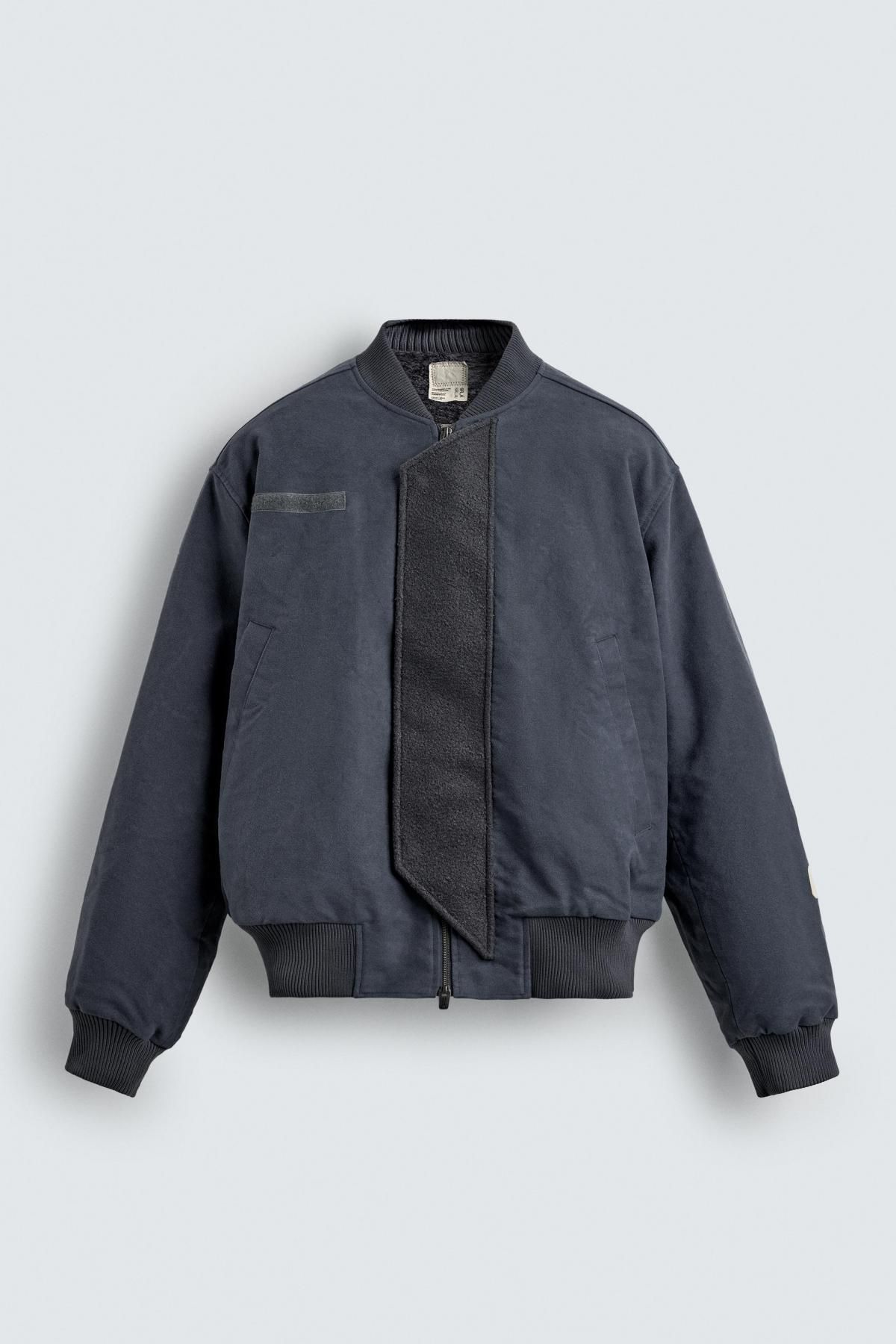 자라 텍스처 박시핏 봄버 재킷 X SRA 3918/154 BLUE / GREY - 메인 이미지