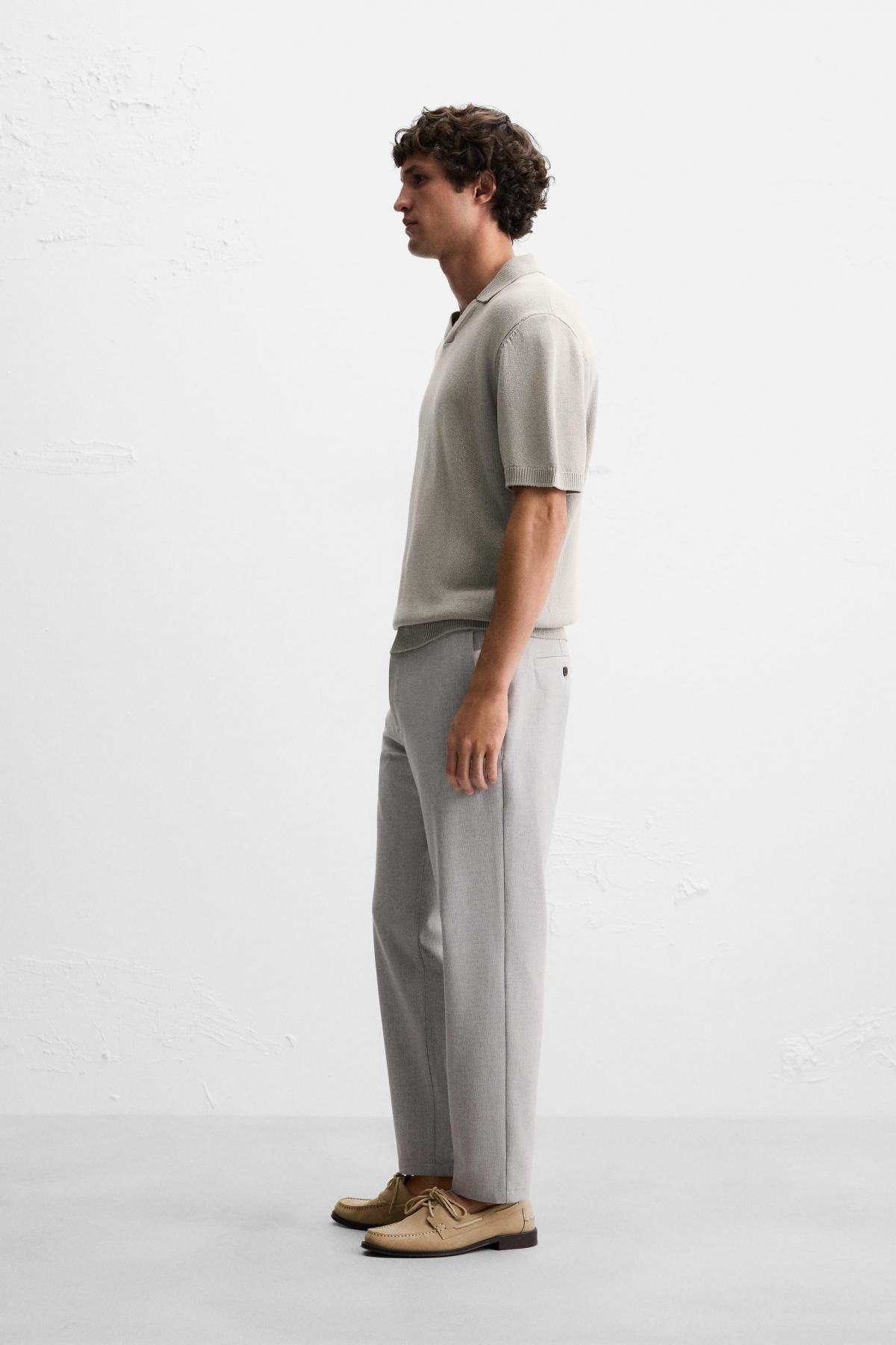 자라 테크니컬 스트레치 슬림핏 팬츠 0706/650 LIGHT GREY - 상세 이미지 4