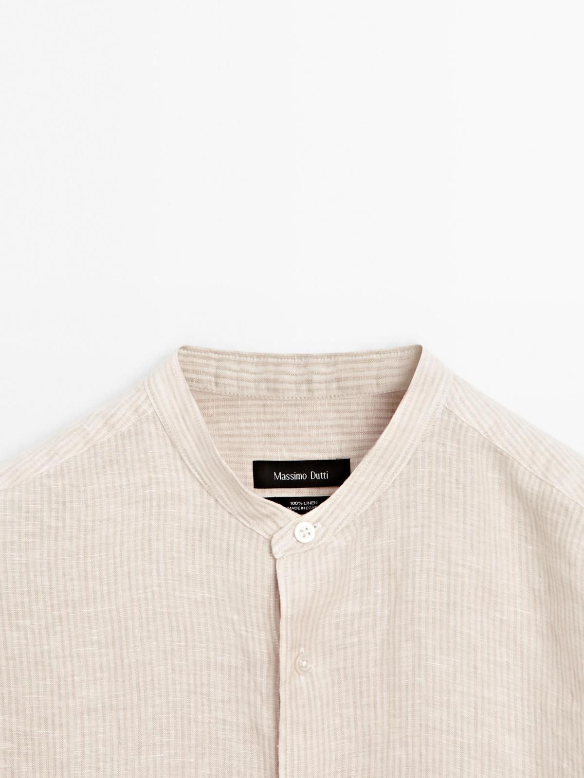 마시모두띠 리넨 스탠드카라 레귤러핏 스트라이프 긴팔 셔츠 1742/282 BEIGE - 상세 이미지 2