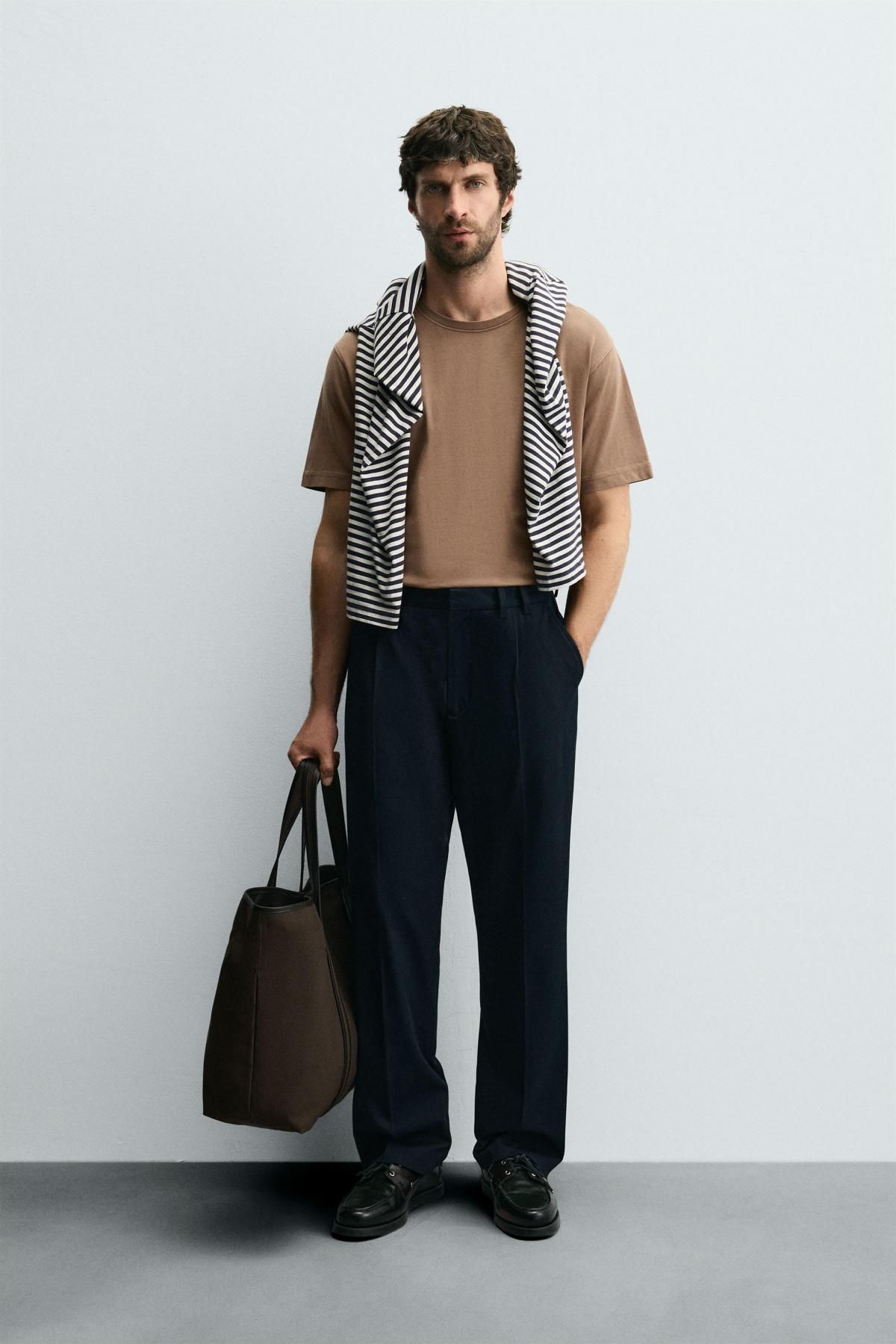 자라 브라운 워싱 레귤러핏 라운드 반팔 티셔츠 9240/305 LIGHT BROWN - 상세 이미지 2