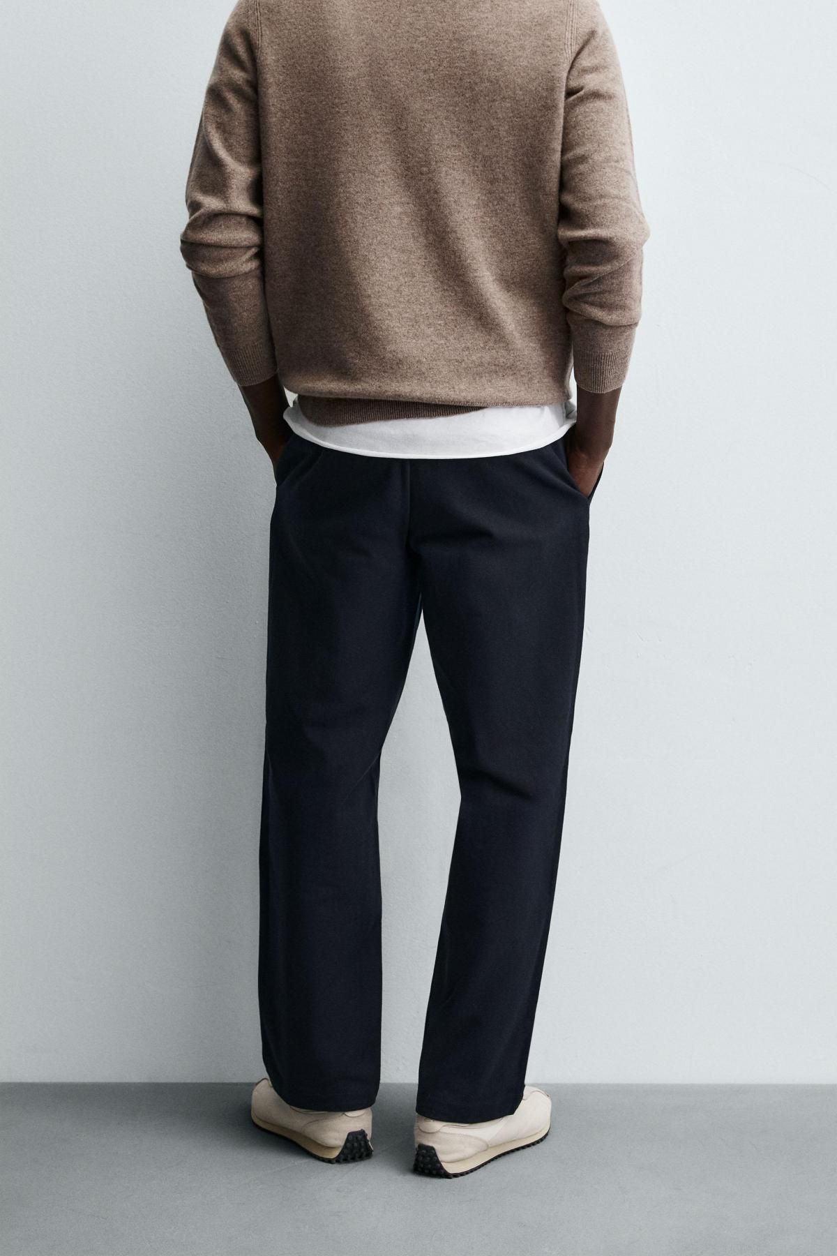 자라 테크니컬 코튼 트윌 스트레이트 팬츠 0706/487 NAVY BLUE - 상세 이미지 3