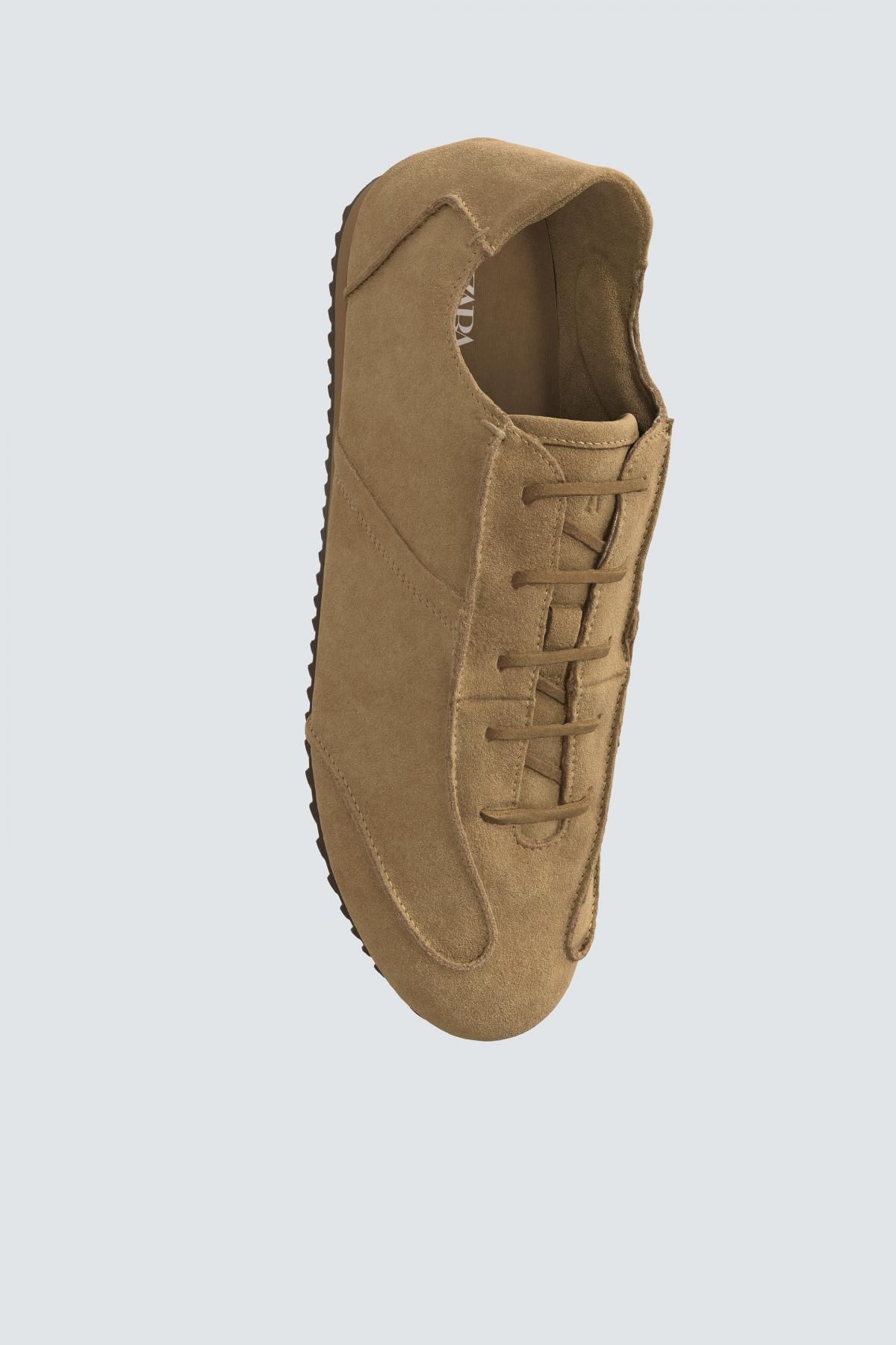 자라 프리미엄 레더 테크니컬 로우탑 스니커즈 2252/620 SAND BROWN - 상세 이미지 3