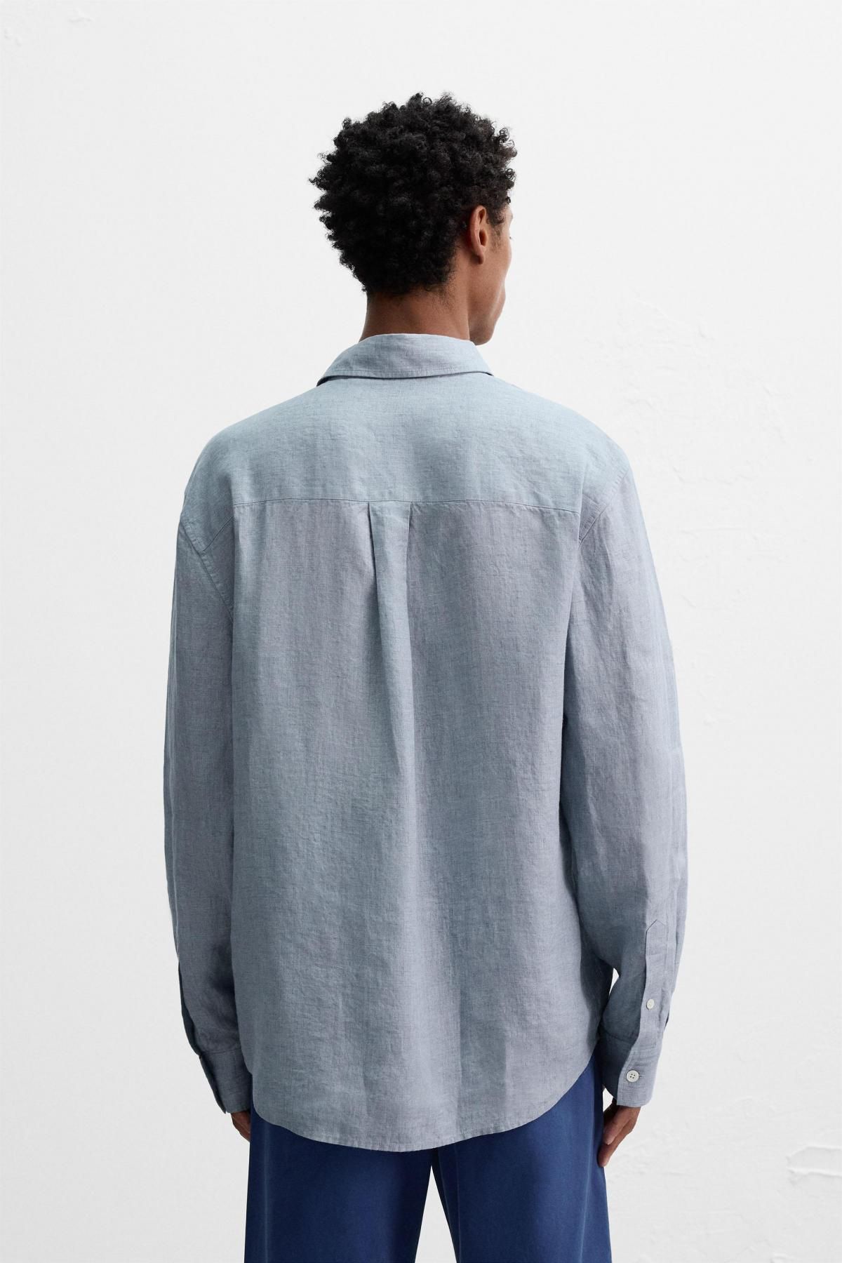 자라 린넨 릴렉스핏 긴팔 셔츠 5344/187 SKY BLUE - 상세 이미지 4