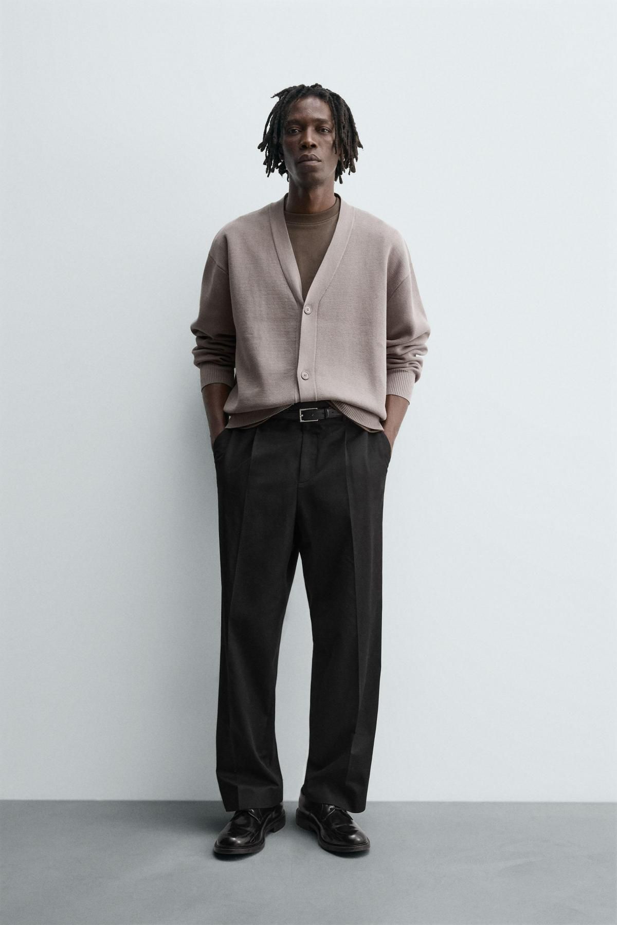 자라 미니멀 브이넥 텍스처 코튼 가디건 4216/300 TAUPE GREY - 상세 이미지 2