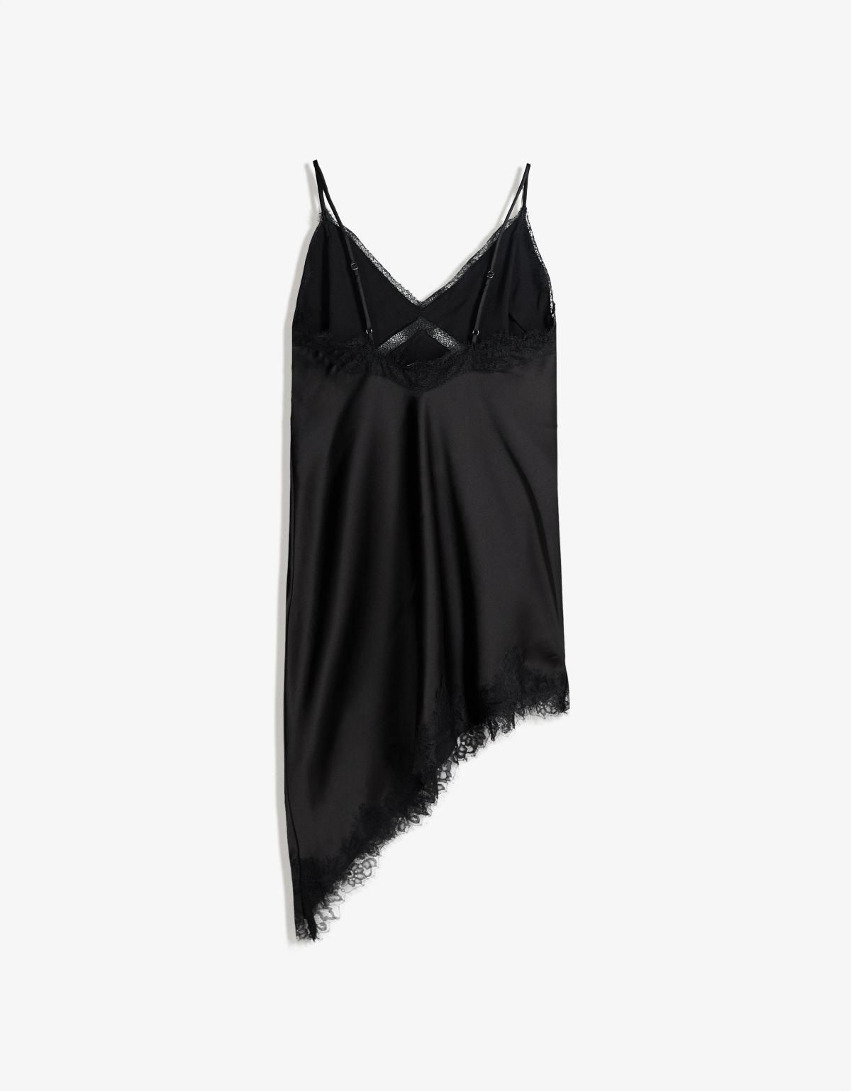 버쉬카 새틴 스트랩 블랙 캐미솔 미니 원피스 5874/692 BLACK - 상세 이미지 3