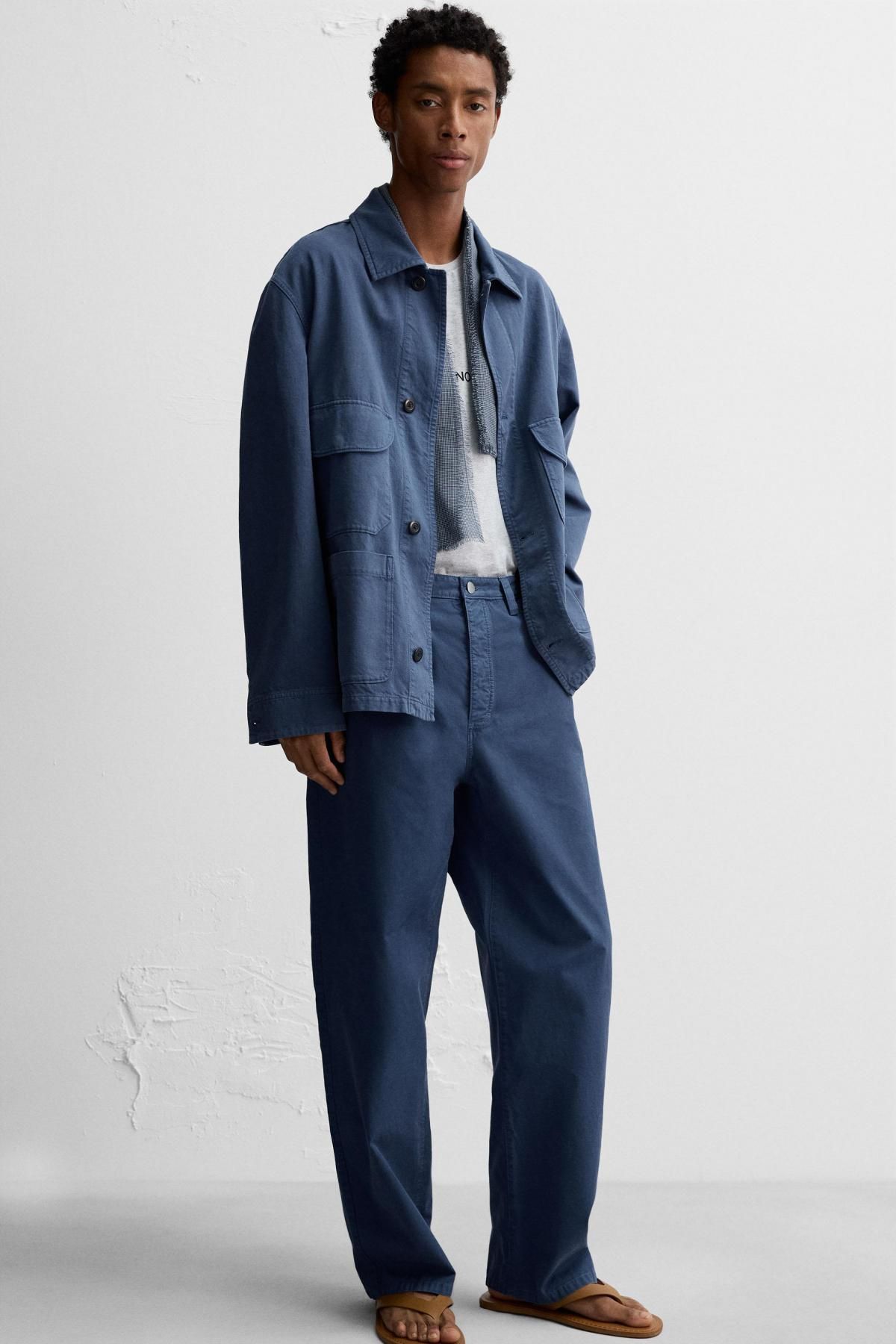자라 워싱 스트레이트핏 코튼 팬츠 7563/300 BLUISH - 상세 이미지 5