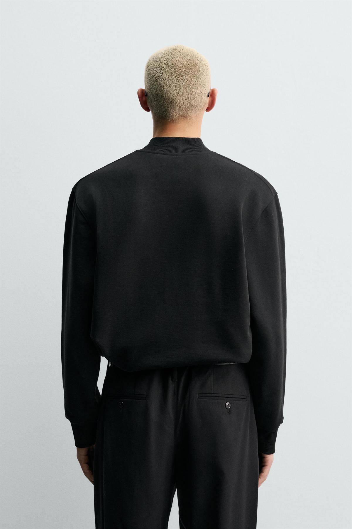 자라 테크니컬 코튼 지퍼넥 스웨트셔츠 4087/382 BLACK - 상세 이미지 4