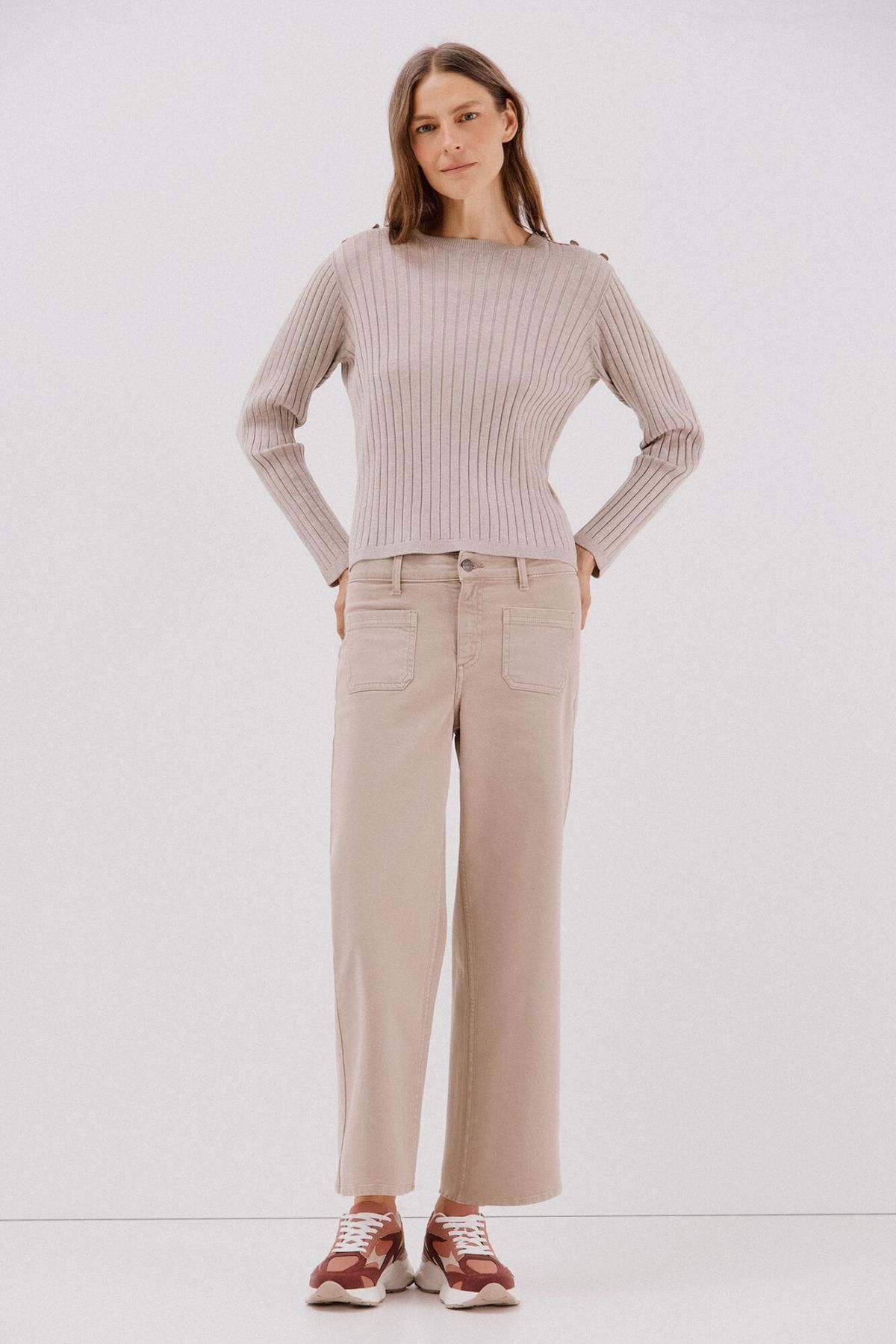 꼬르떼피엘 데일리 골지 라운드넥 니트 스웨터 6212664 BEIGE - 상세 이미지 3