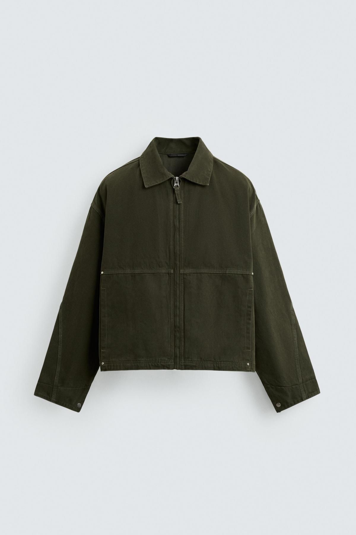 자라 테크니컬 카키 워싱 릴랙스핏 집업 재킷 6987/330 DARK KHAKI - 메인 이미지