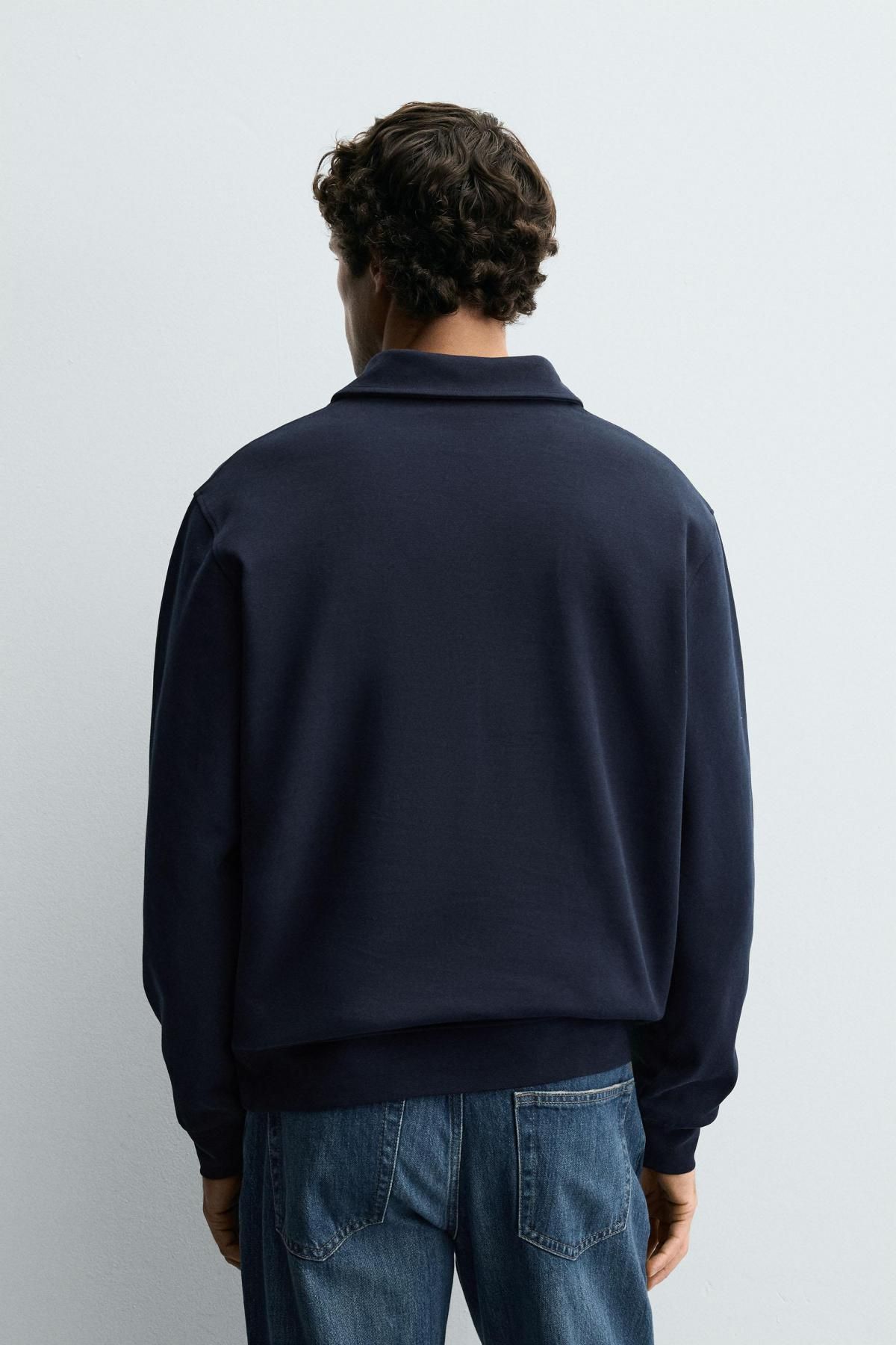 자라 테크니컬 인터록 하프집업 긴팔 폴로셔츠 4092/380 NAVY BLUE - 상세 이미지 4