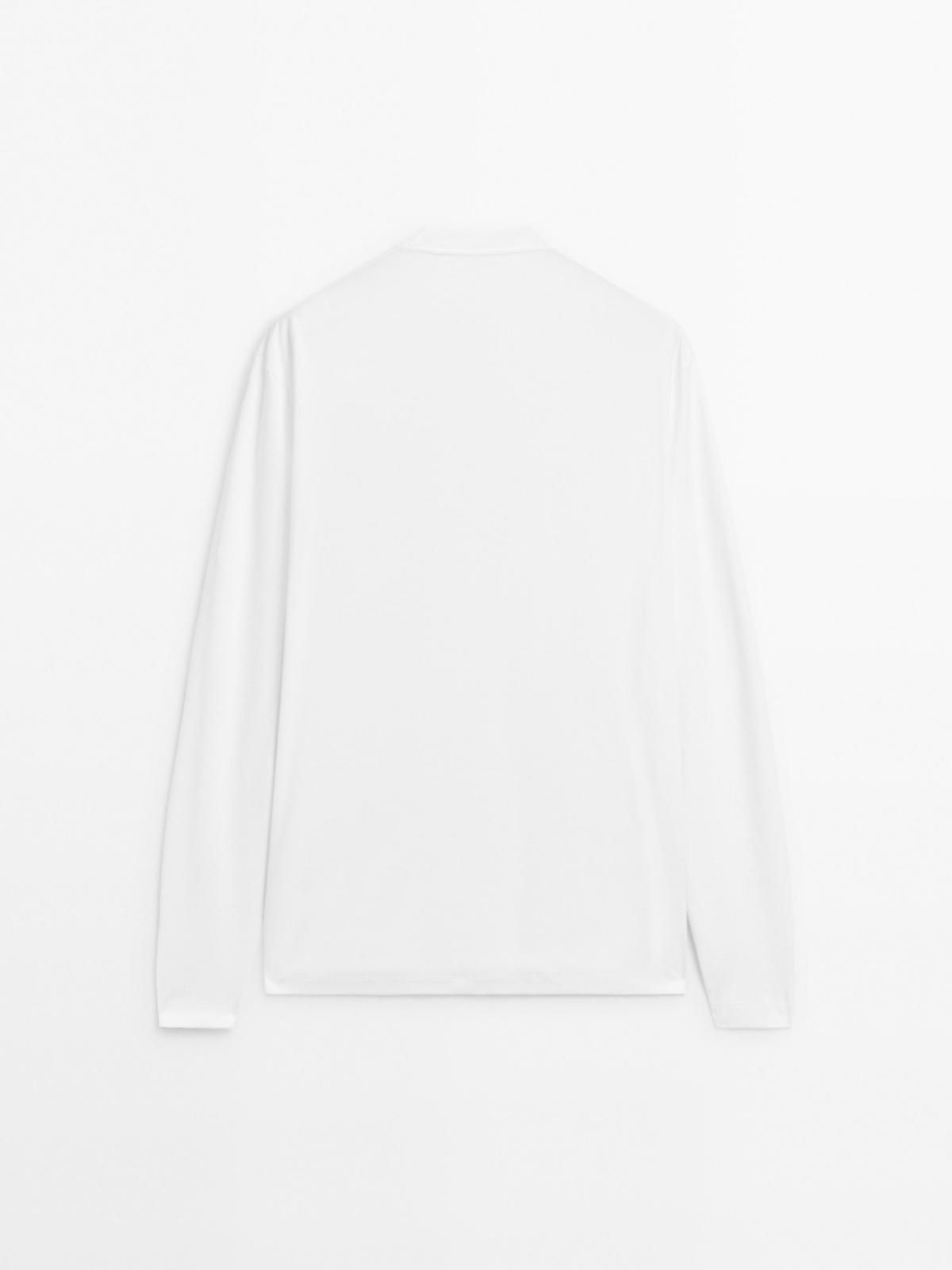 마시모두띠 미니멀 코튼 라운드넥 긴팔 티셔츠 0516/150 WHITE - 상세 이미지 3