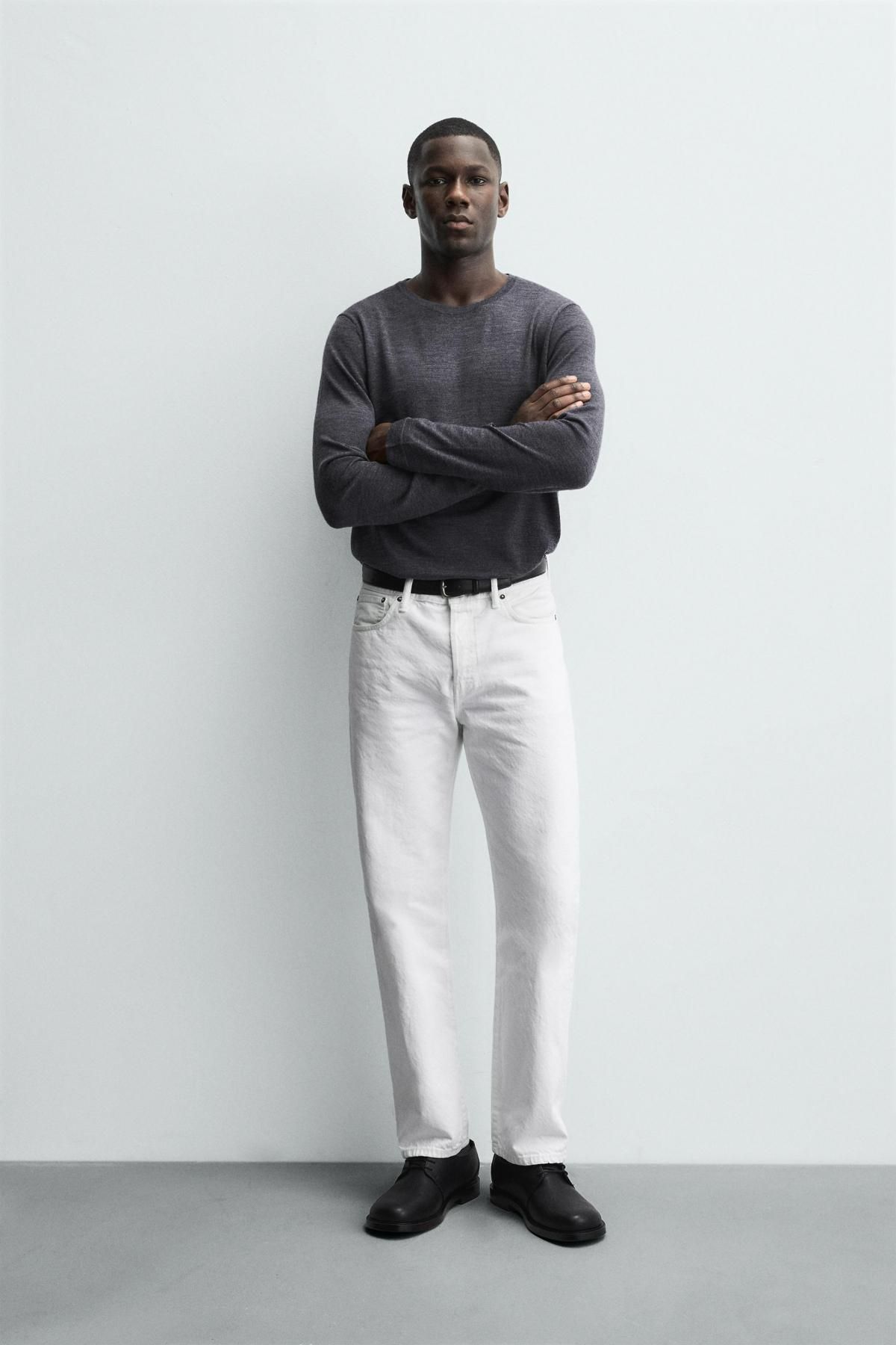 자라 프리미엄 울 라운드니트 레귤러핏 긴팔 스웨터 0506/319 ANTHRACITE GREY - 상세 이미지 2