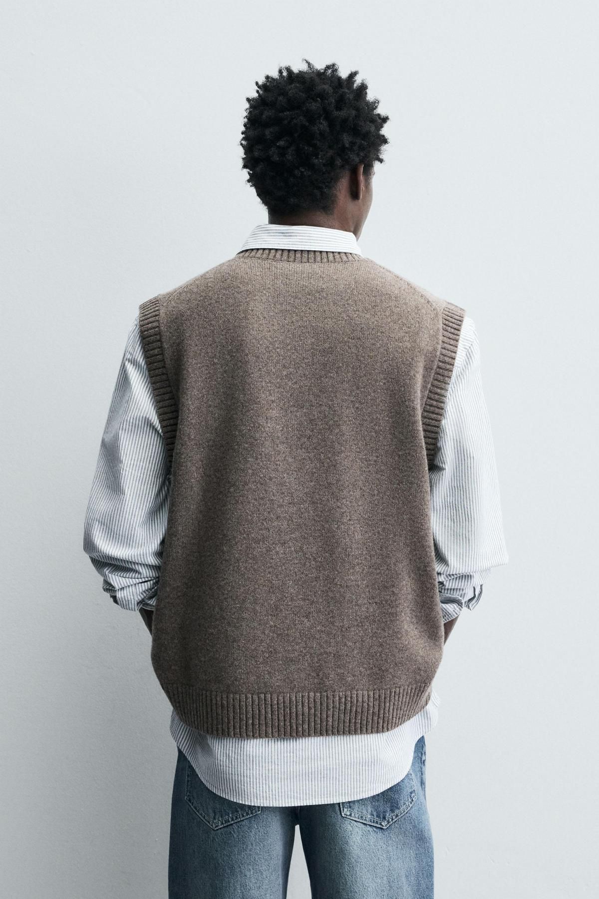 자라 미니멀 브이넥 울 니트 베스트 4938/318 BEIGE - 상세 이미지 4