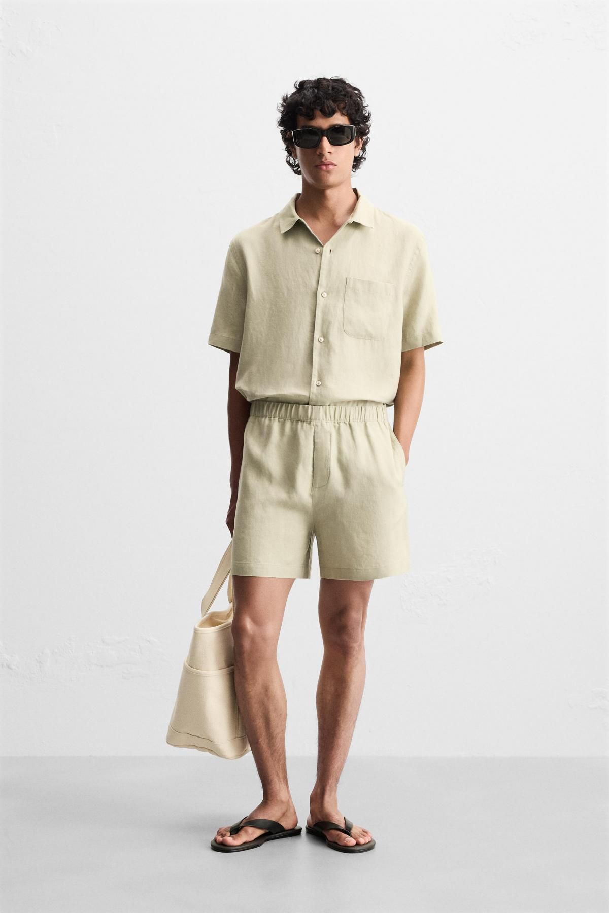 자라 리넨 쿨링 반팔 셔츠 4336/181 LIGHT BEIGE - 상세 이미지 2