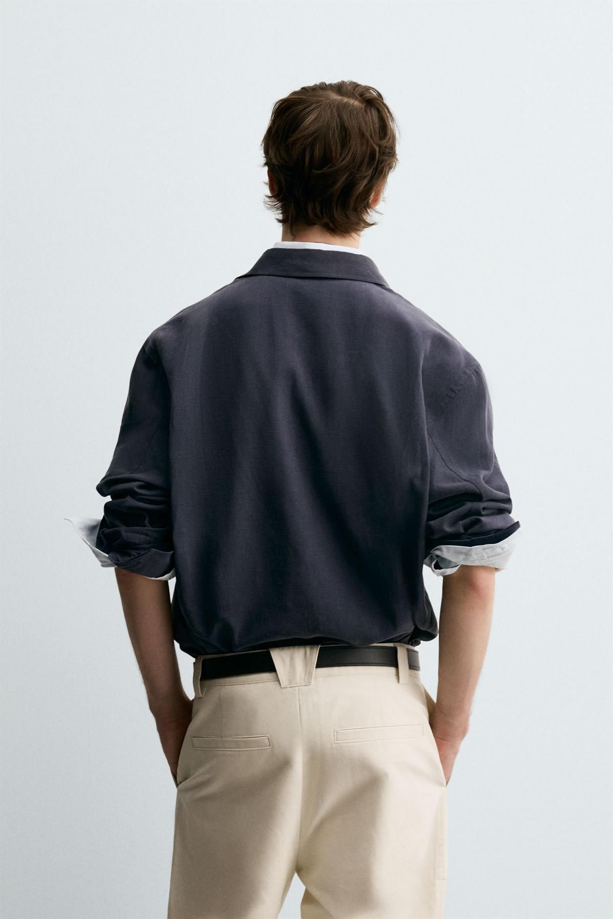 자라 테크니컬 릴랙스핏 플루이드 긴팔 셔츠 0706/361 DARK NAVY - 상세 이미지 4