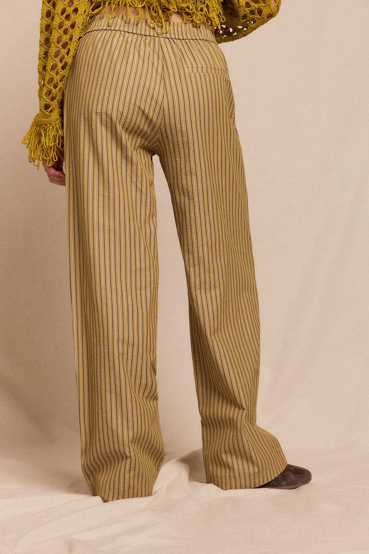 슬로우러브 와이드 스트라이프 파자마 스타일 팬츠 3722141 ESTAMPADO VERDE - 상세 이미지 3