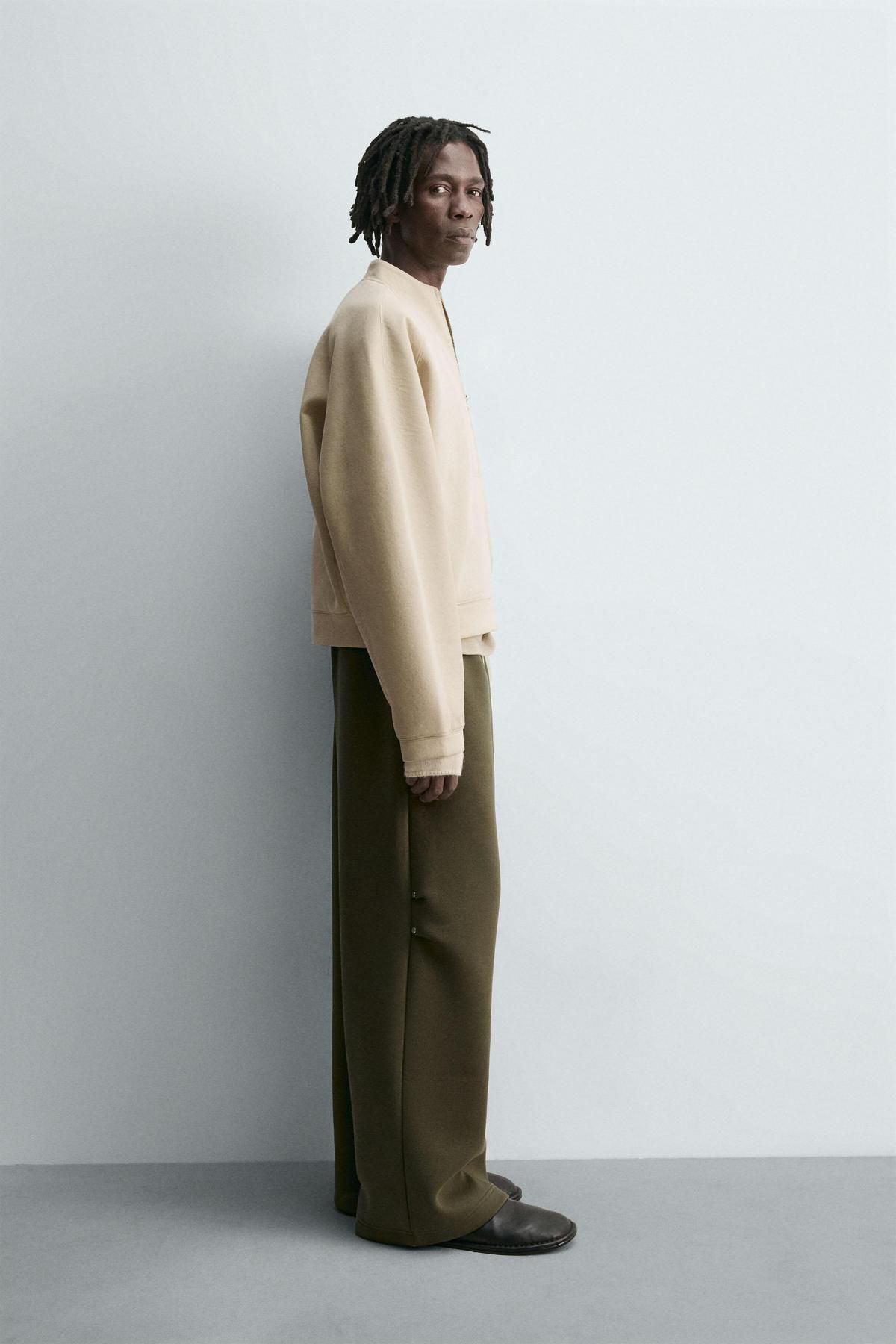 자라 네오프렌 스터드 와이드 팬츠 6318/336 OLIVE GREEN - 상세 이미지 5