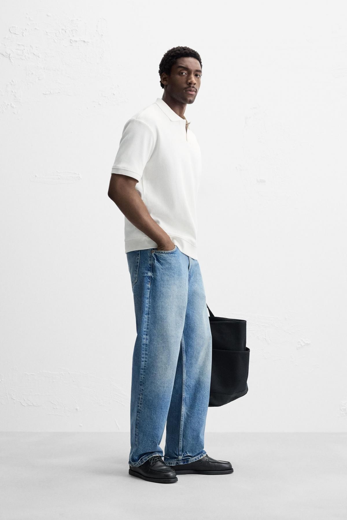 자라 세로 텍스처 폴로 셔츠 0526/460 OYSTER-WHITE - 상세 이미지 5