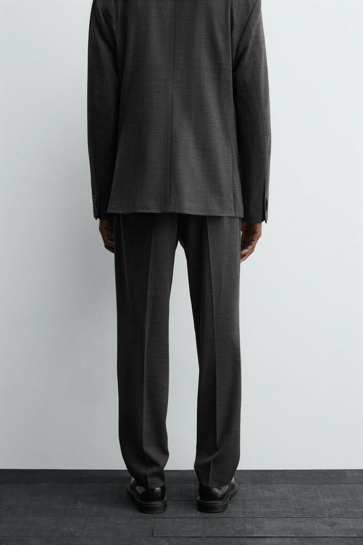 자라 테크니컬 텍스처 레귤러핏 정장 팬츠 5747/418 ANTHRACITE GREY - 상세 이미지 3