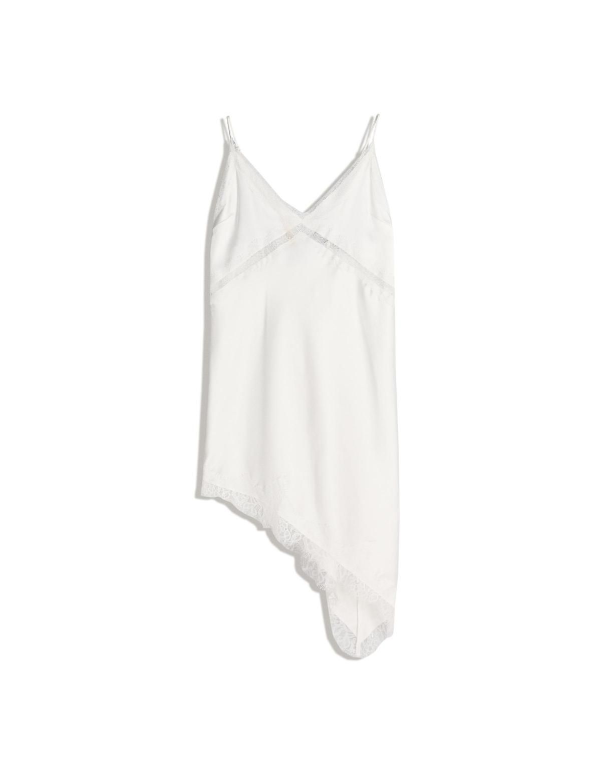 버쉬카 새틴 스트랩 비대칭 캐미솔 원피스 5874/692 CREAM - 상품 이미지
