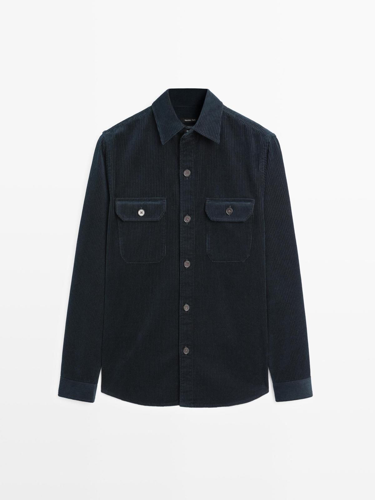마시모두띠 코듀로이 포켓 오버셔츠 남성 긴팔 캐주얼 1722/287 NAVY BLUE - 상품 이미지