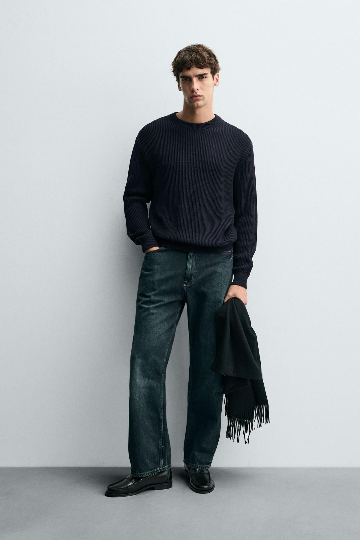 자라 골지 텍스처 라운드 니트 스웨터 3284/305 NAVY BLUE - 상세 이미지 2