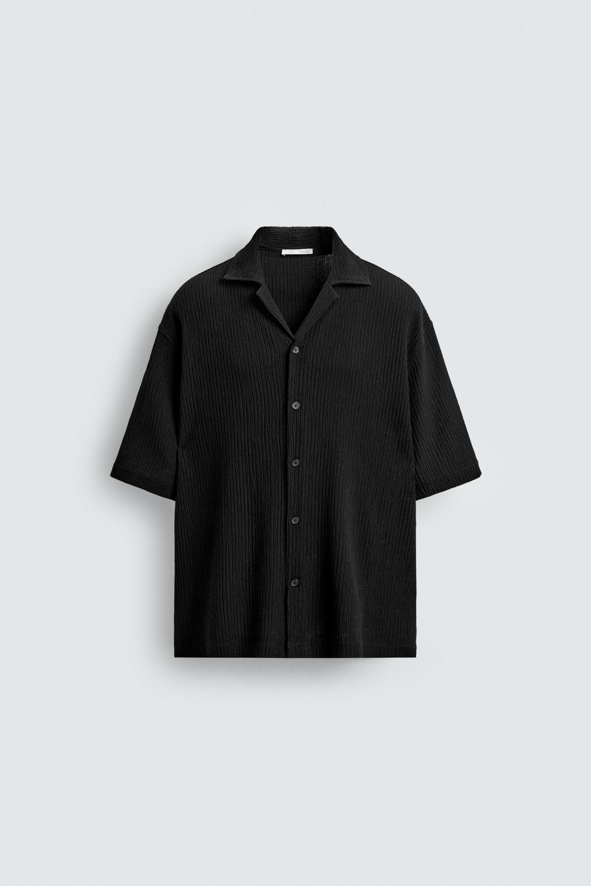 자라 테크니컬 텍스처 릴랙스핏 반팔 셔츠 4087/377 BLACK - 메인 이미지