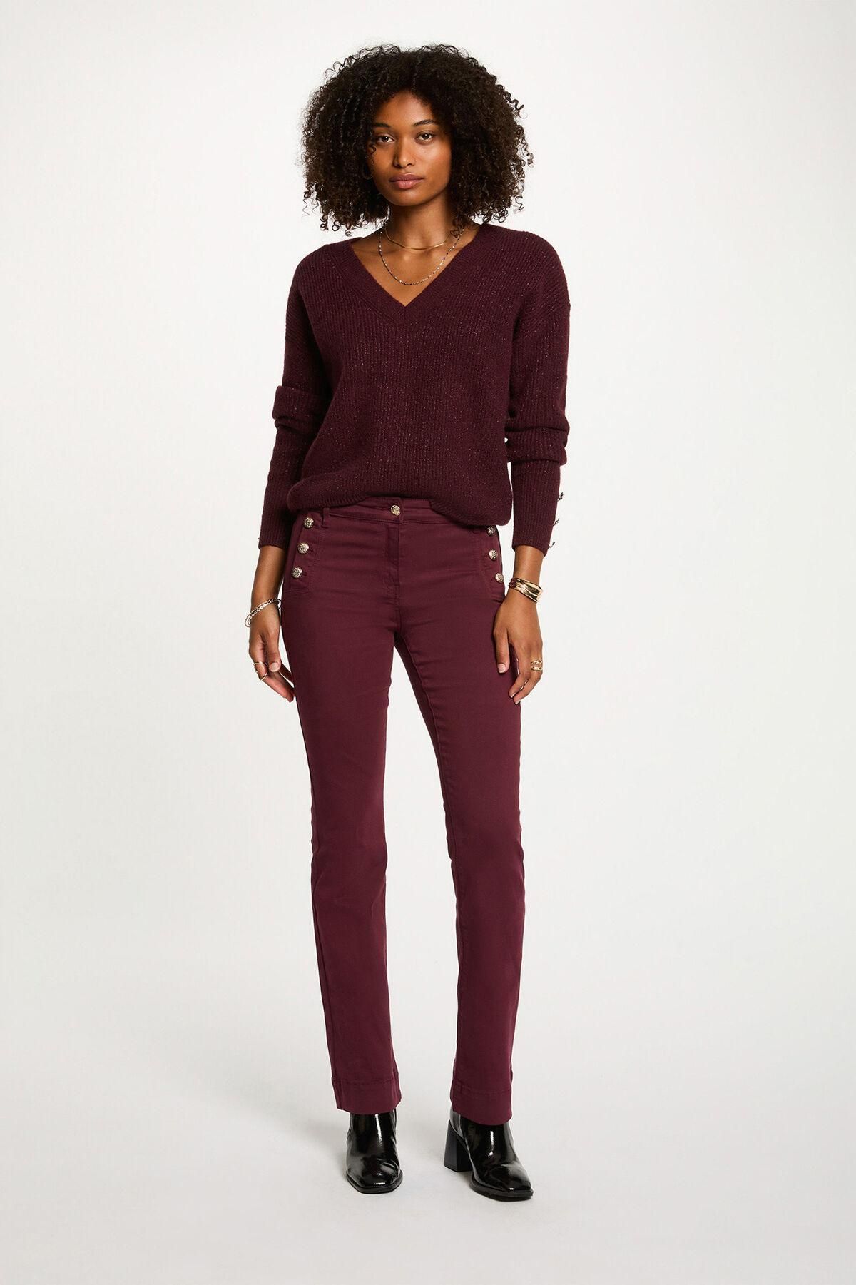 모르간 모던 부츠컷 팬츠 골드버튼 와인 컬러 3722200 GRANATE - 상세 이미지 2