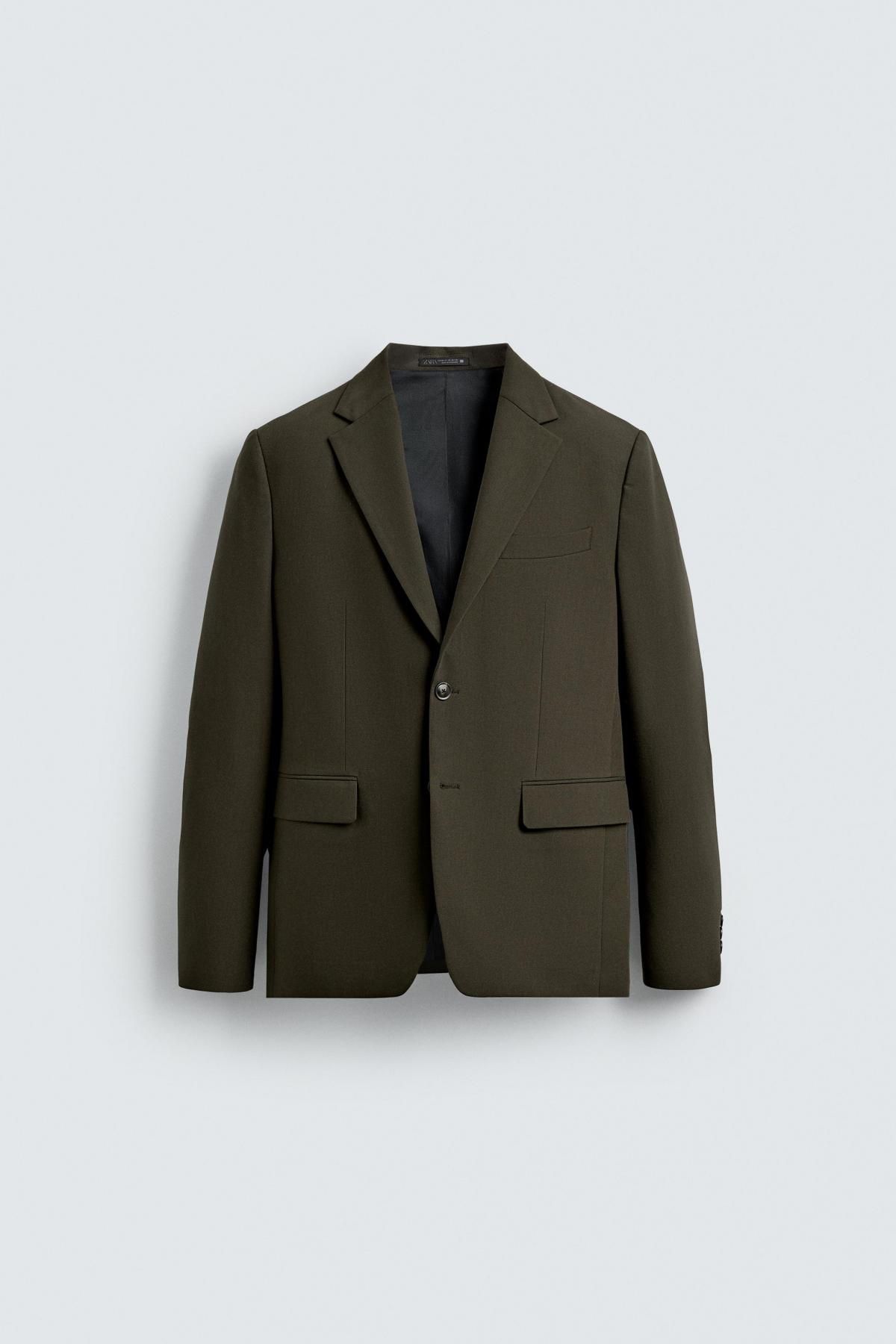 자라 비스코스 혼방 슬림핏 테일러드 블레이저 4425/254 KHAKI - 상품 이미지