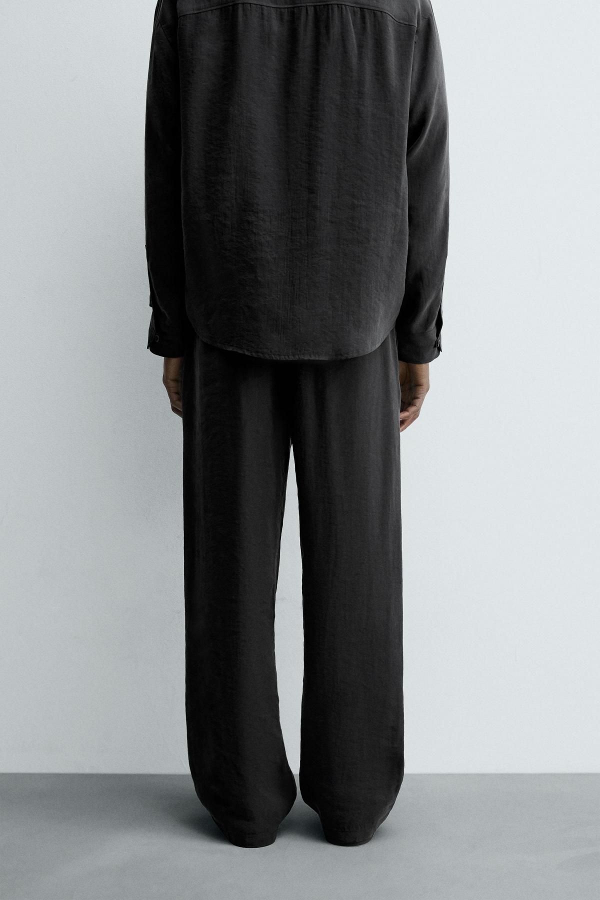 자라 모달 블렌드 릴랙스핏 와이드 팬츠 6726/029 BLACK - 상세 이미지 3