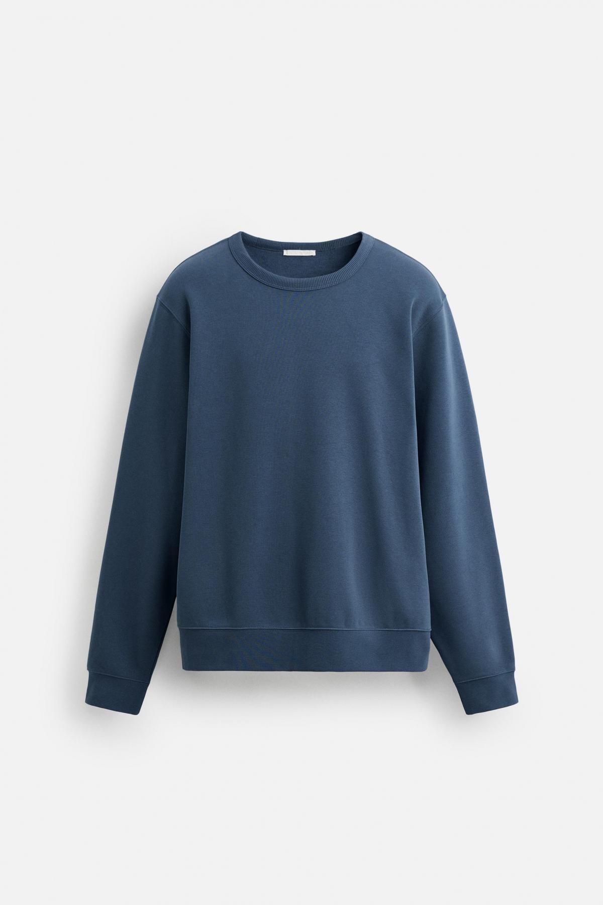 자라 미니멀 베이직 크루넥 스웨트셔츠 3443/360 MID-BLUE - 메인 이미지