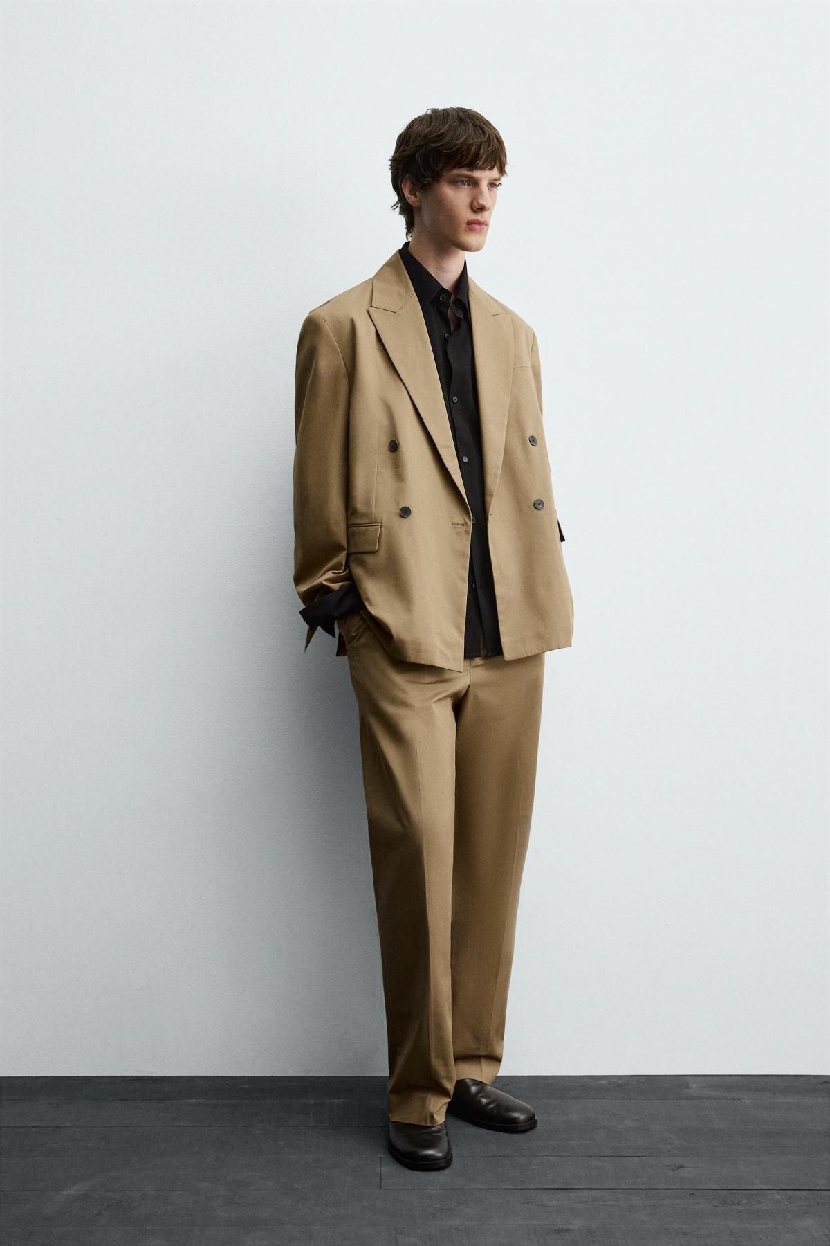 자라 라이트 브라운 더블 브레스트 블레이저 6392/700 CAMEL - 상세 이미지 2