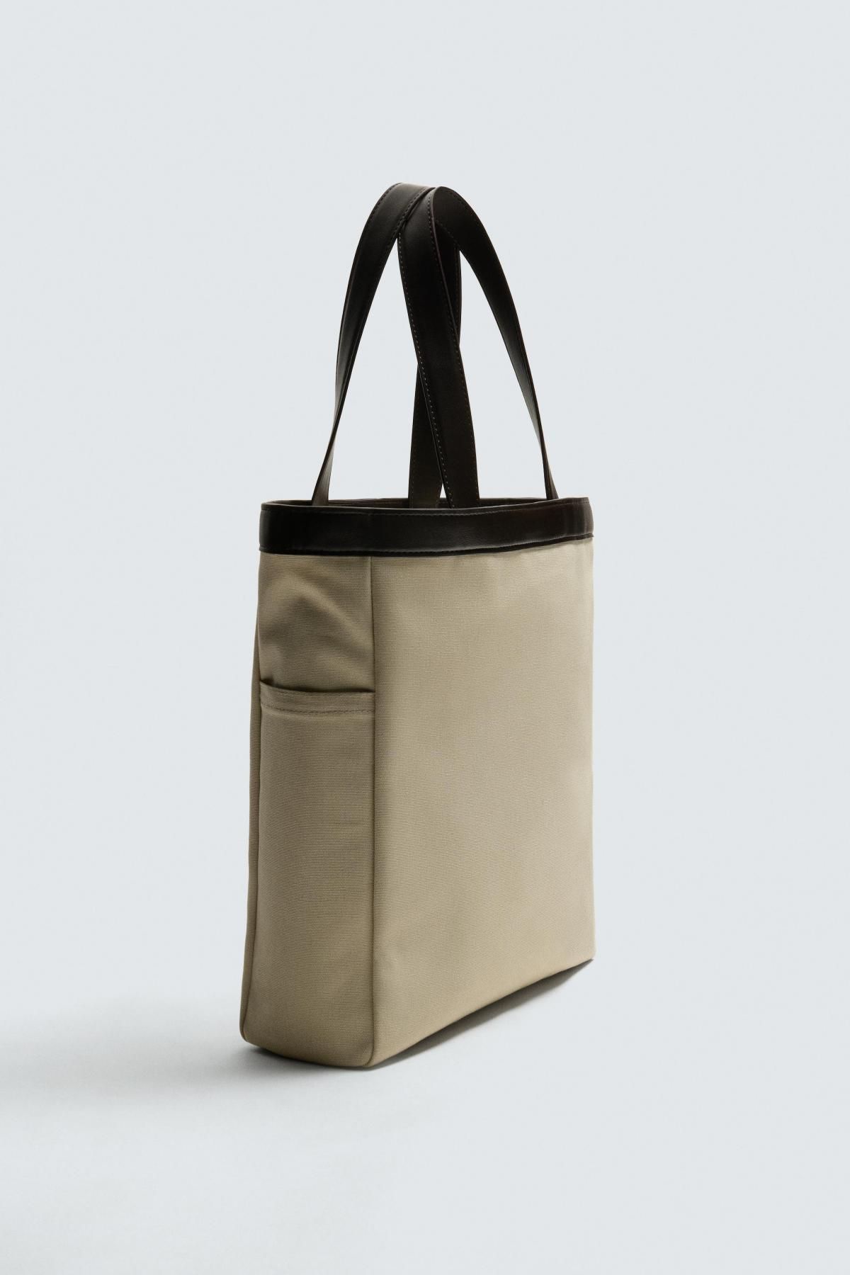 자라 베이직 코튼 토트백 3351/620 BEIGE - 상세 이미지 5