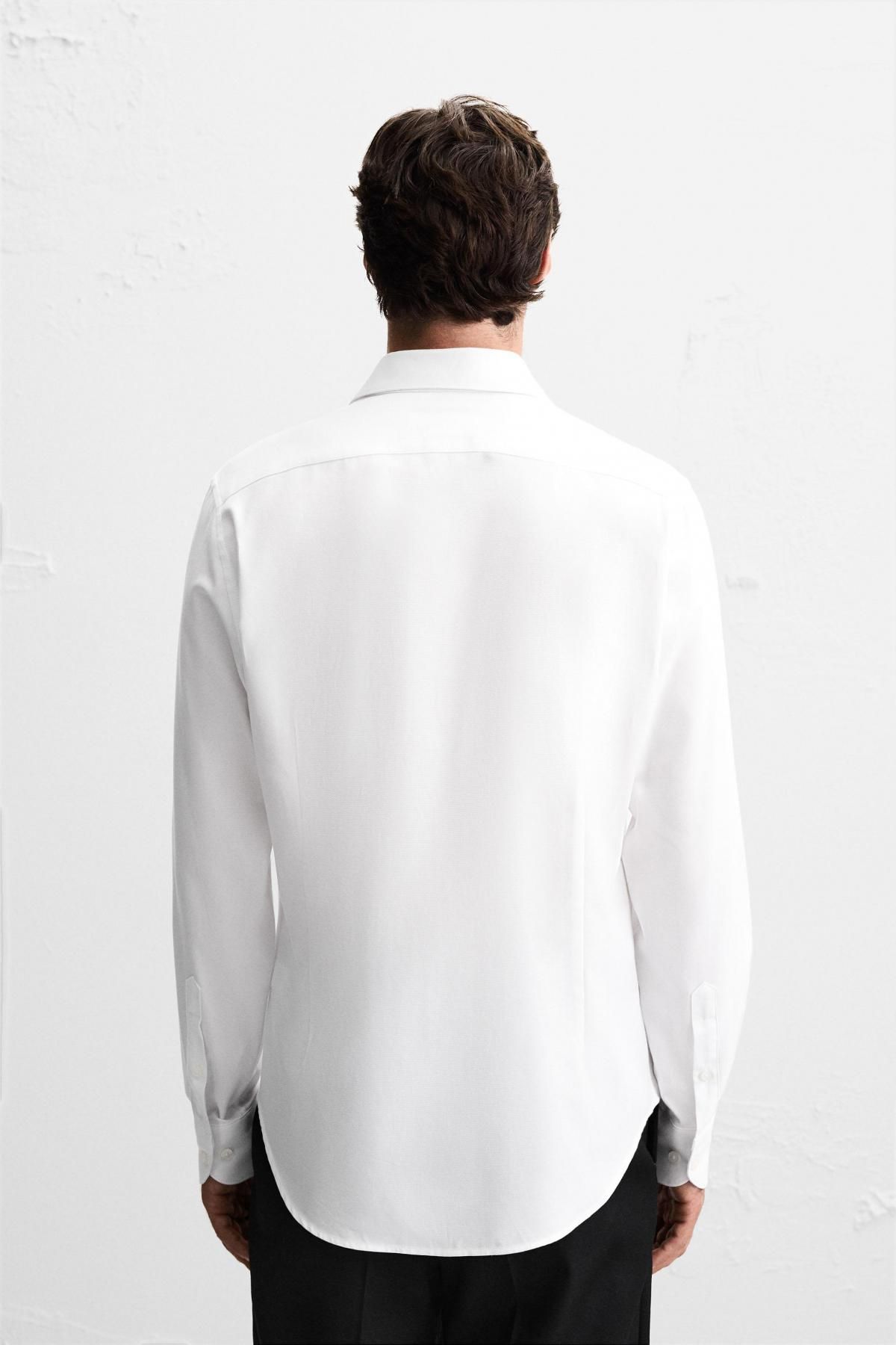 자라 슬림핏 코튼 텍스처 긴팔 셔츠 5863/649 WHITE - 상세 이미지 4